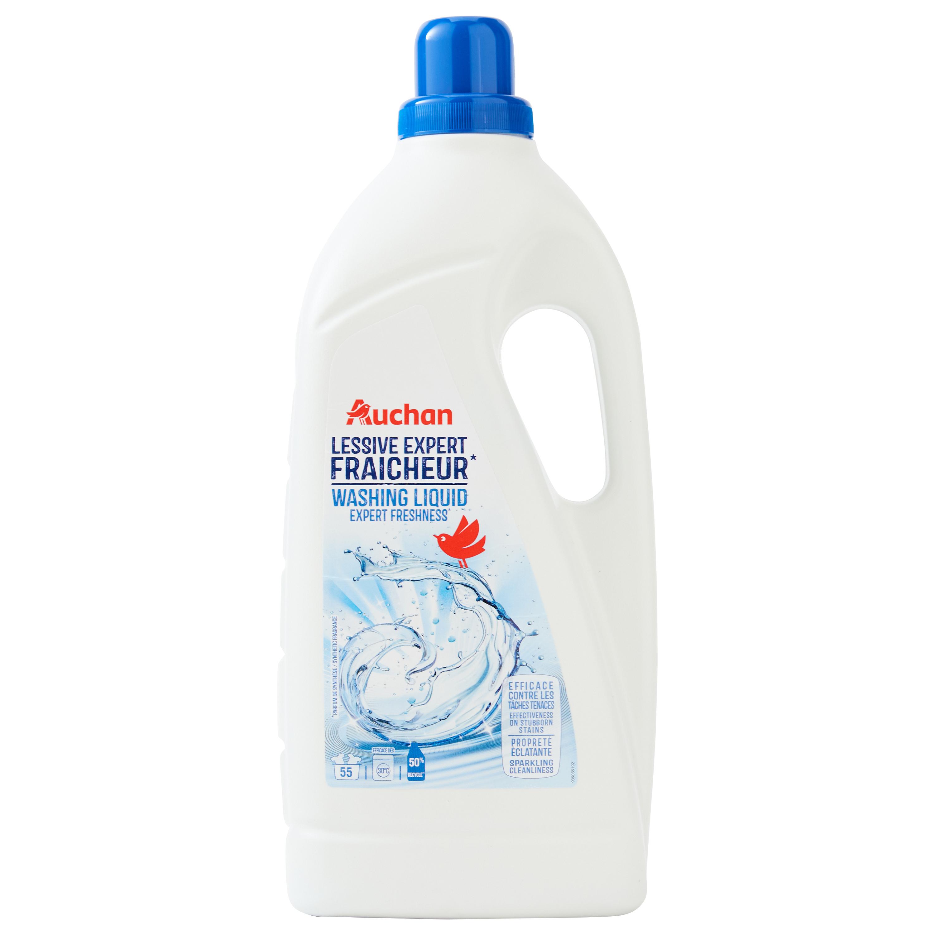 AUCHAN Lessive liquide expert fraîcheur 55 lavages 3l pas cher 