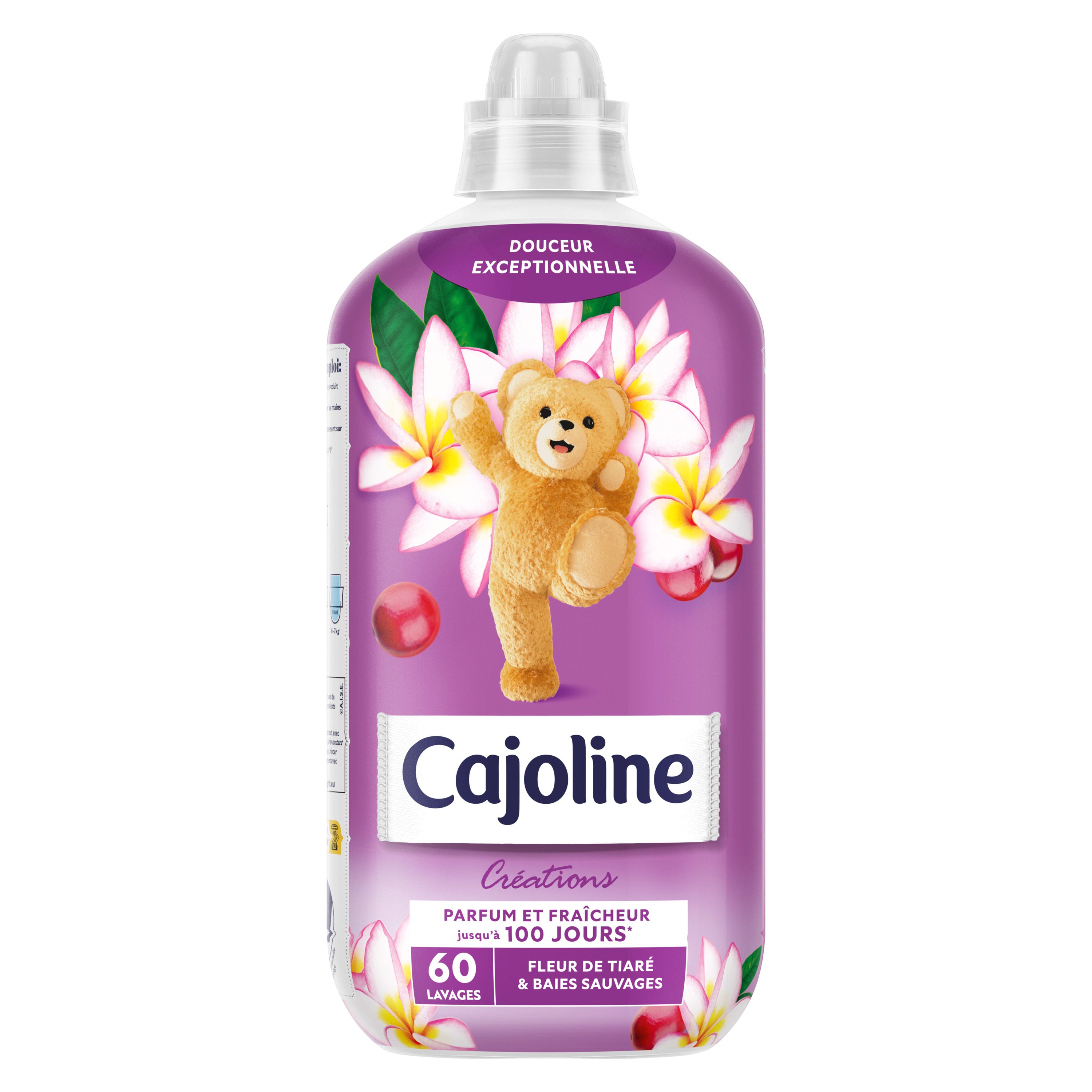 CAJOLINE Créations Adoucissant Concentré Fleur de Tiaré & Baies Sauvages  1,5L - 60 Lavages - 1500 ml