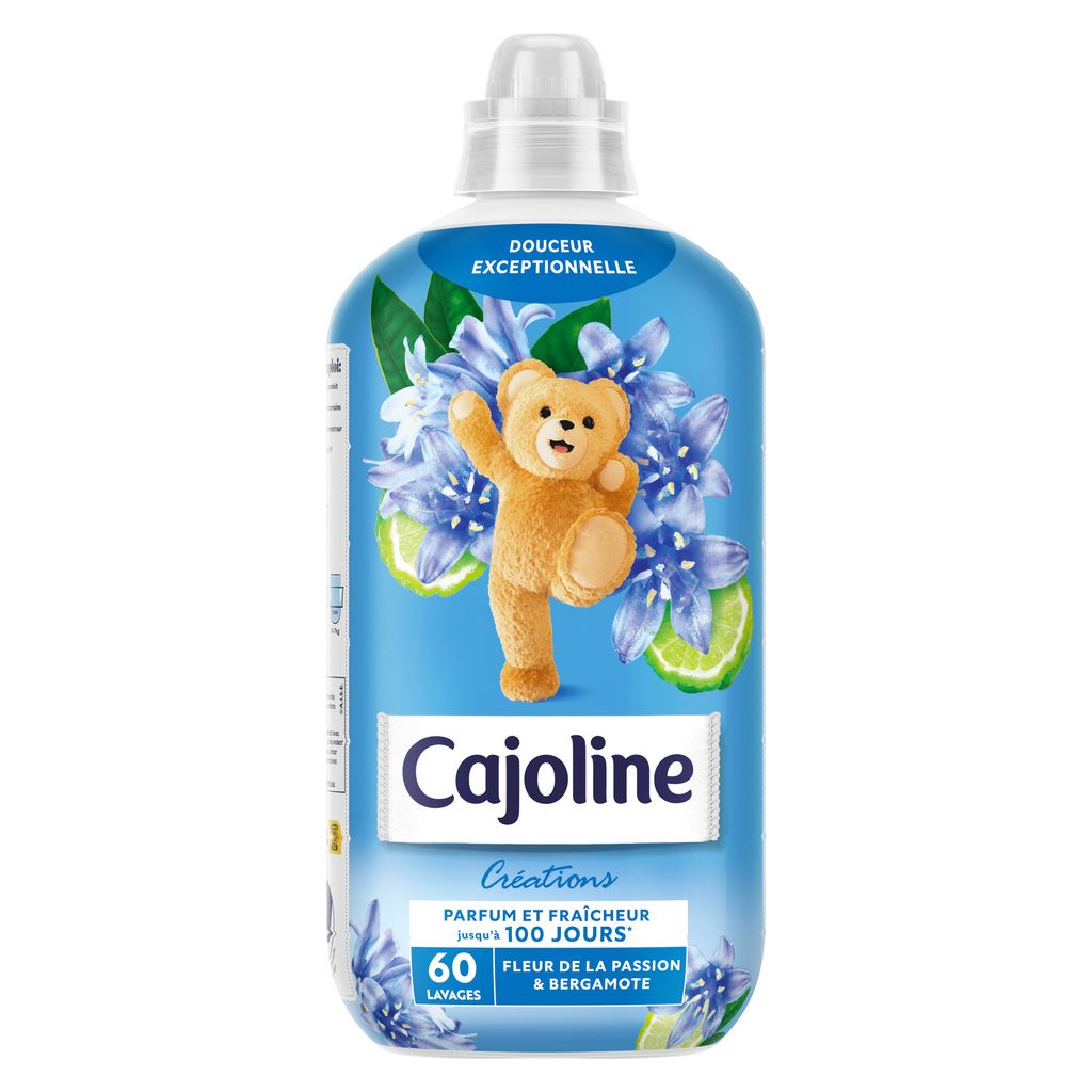 CAJOLINE Adoucissant concentré fleur de la passion et bergamote 60 lavages  1,5l pas cher 