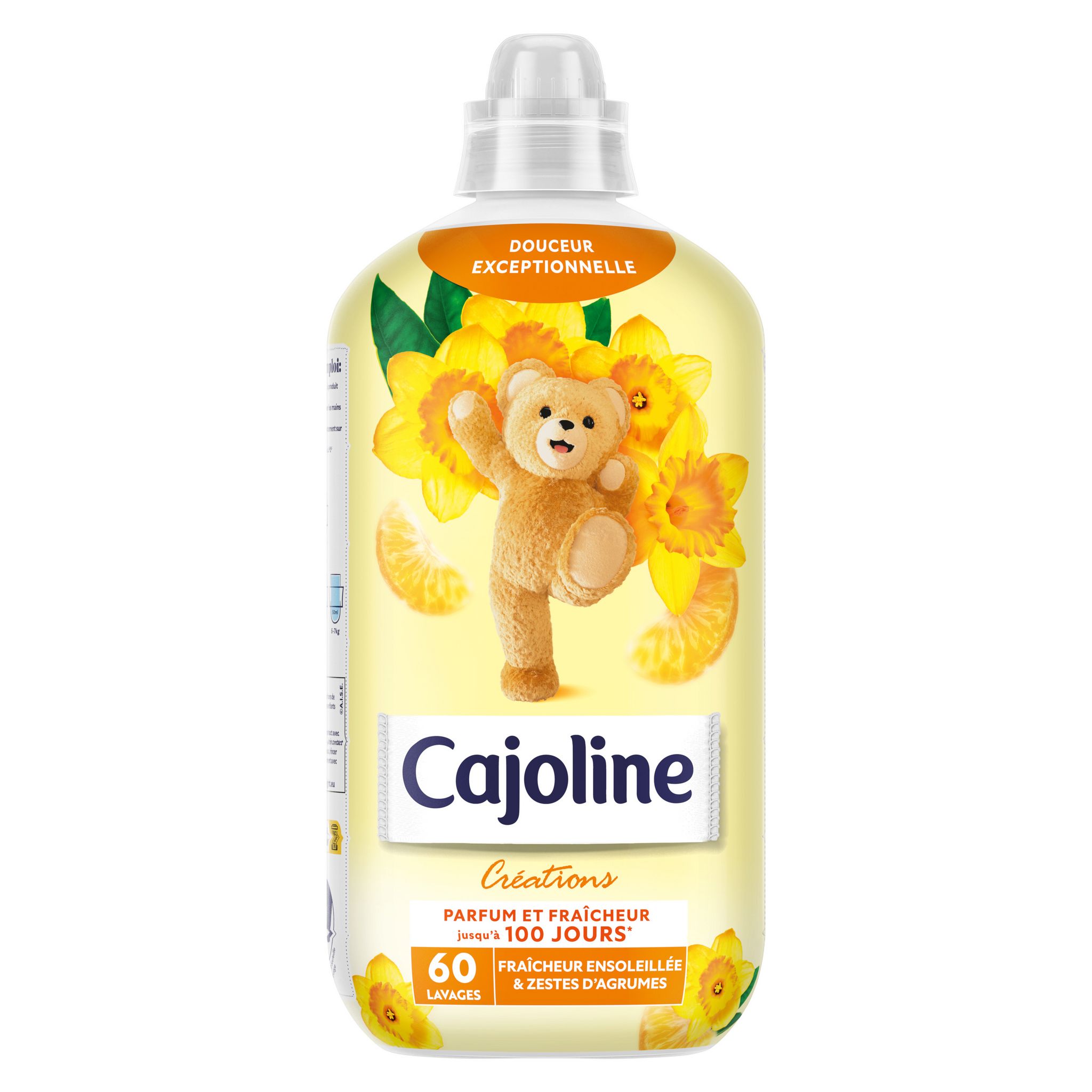 CAJOLINE Créations Adoucissant liquide orchidées sauvages et bois de santal  60 lavages 1.38l pas cher 