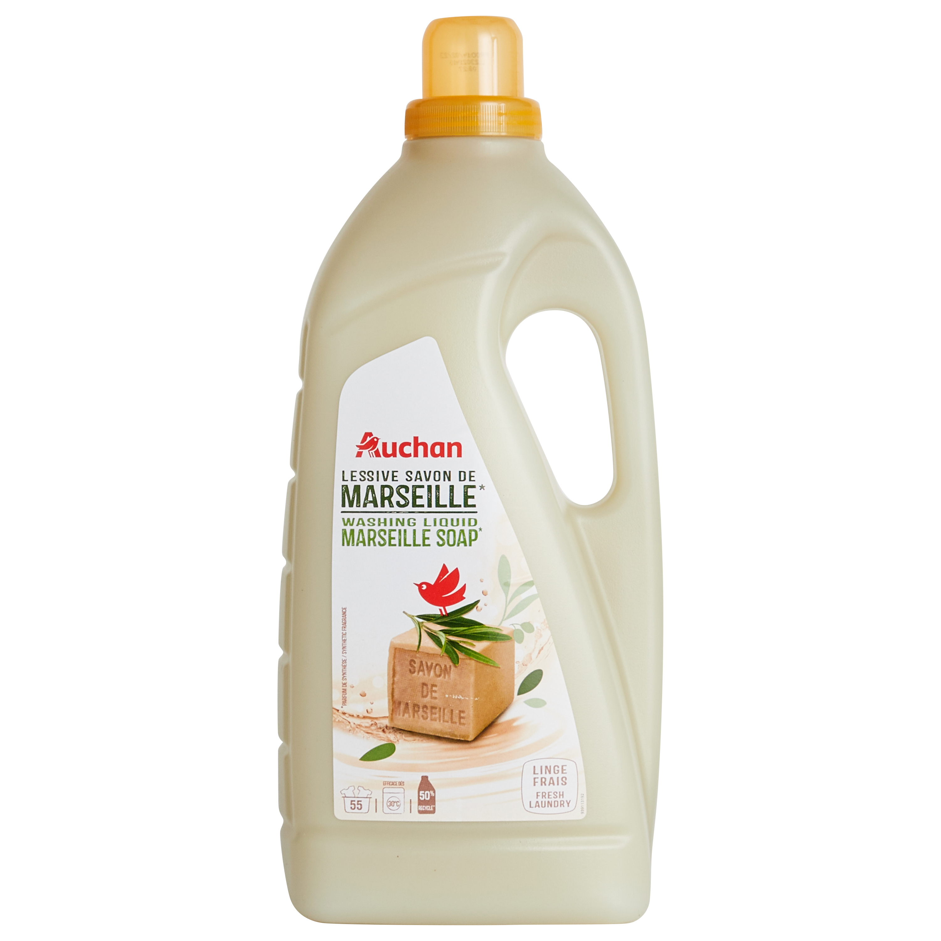 AUCHAN Lessive liquide savon de Marseille 37 lavages 2l pas cher