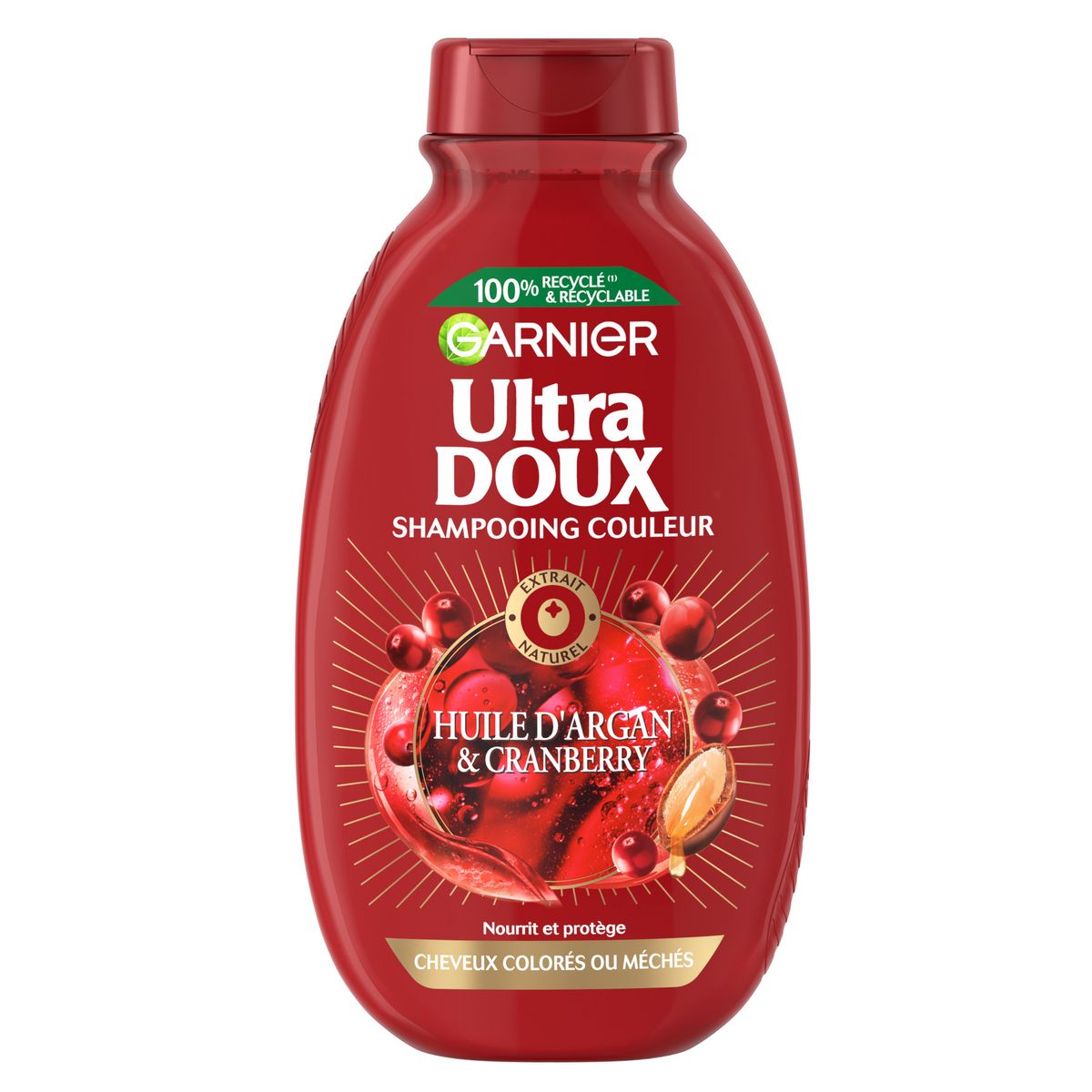 GARNIER ULTRA DOUX Shampooing couleur pour cheveux colorés ou méchés à l'huile d'argan et cranberry 300ml