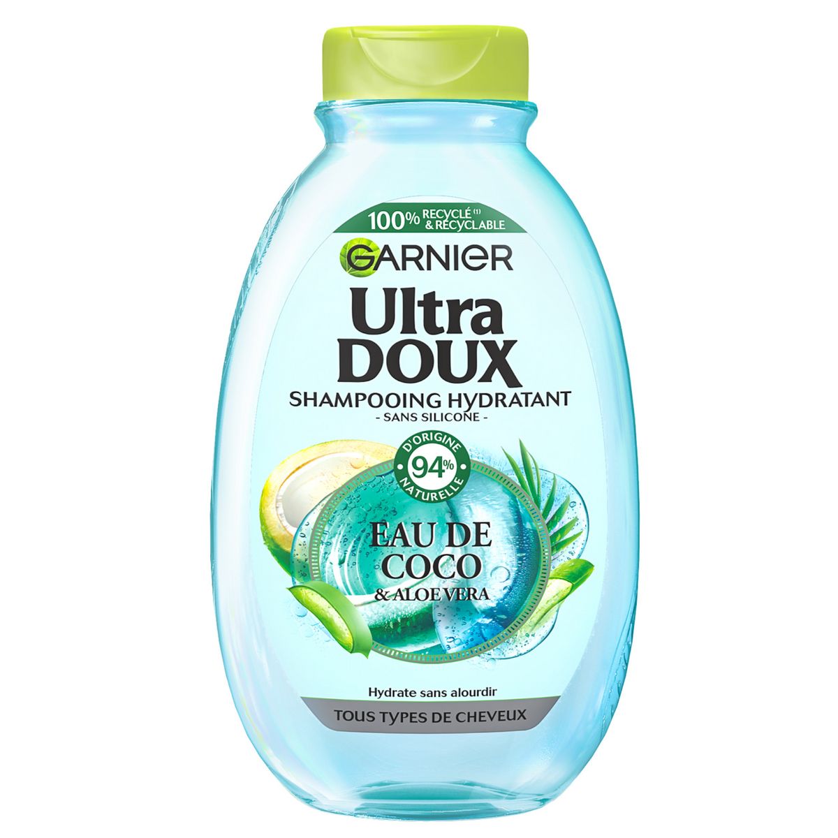 GARNIER ULTRA DOUX Shampooing hydratant eau de coco et aloe vera tous types de cheveux 300ml