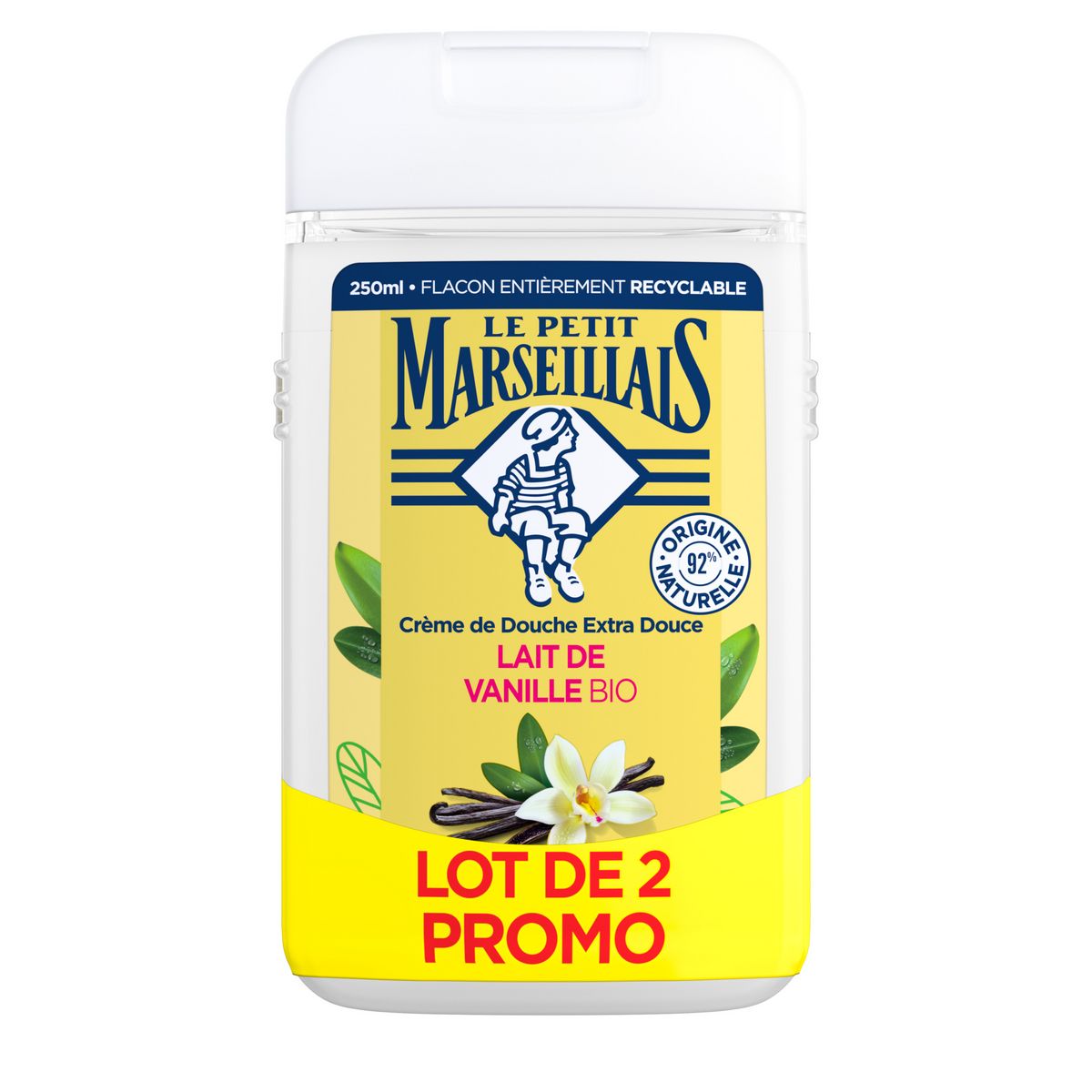 LE PETIT MARSEILLAIS Crème de douche extra douce Lait de vanille bio 2x250ml