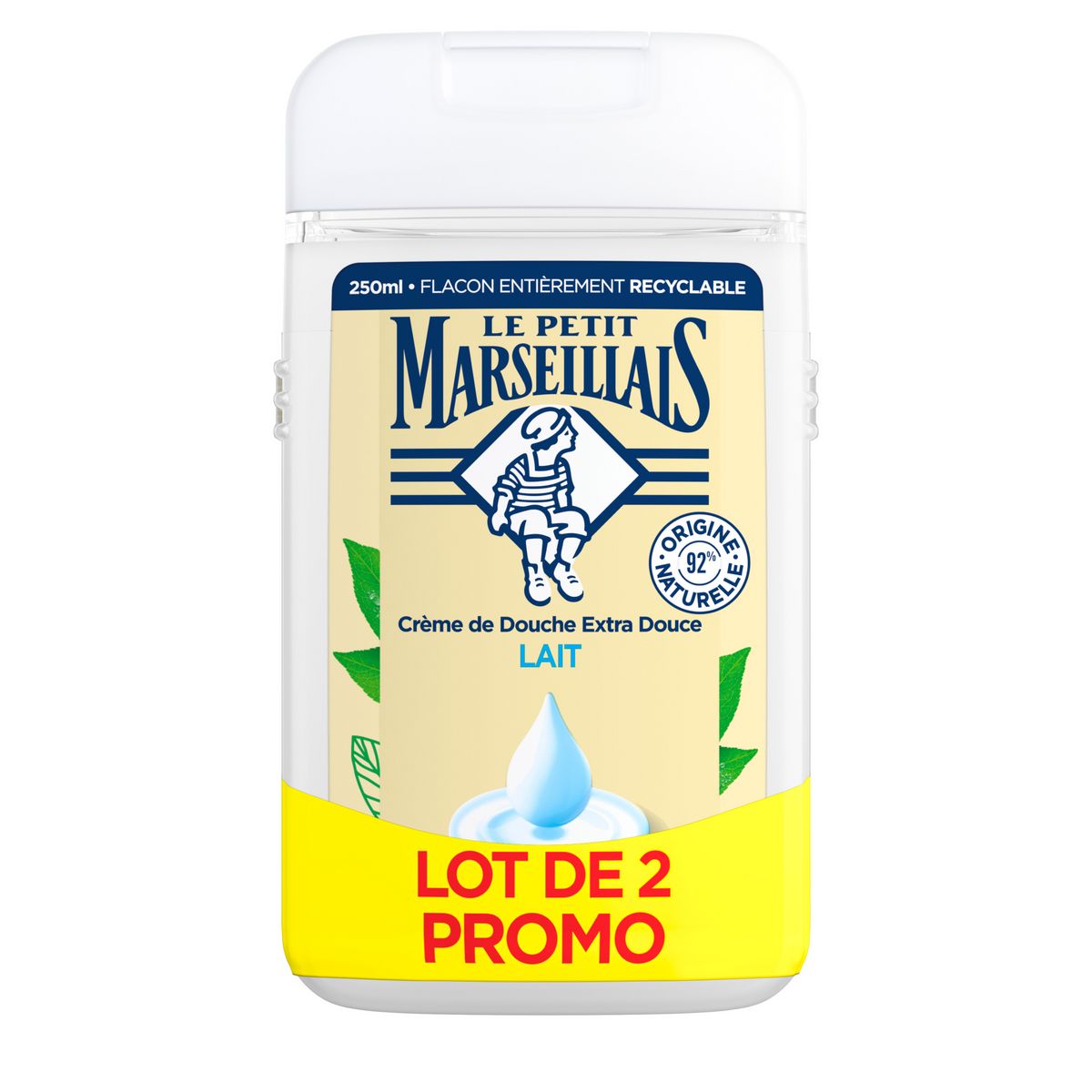 LE PETIT MARSEILLAIS Crème de douche extra douce lait 2x250ml