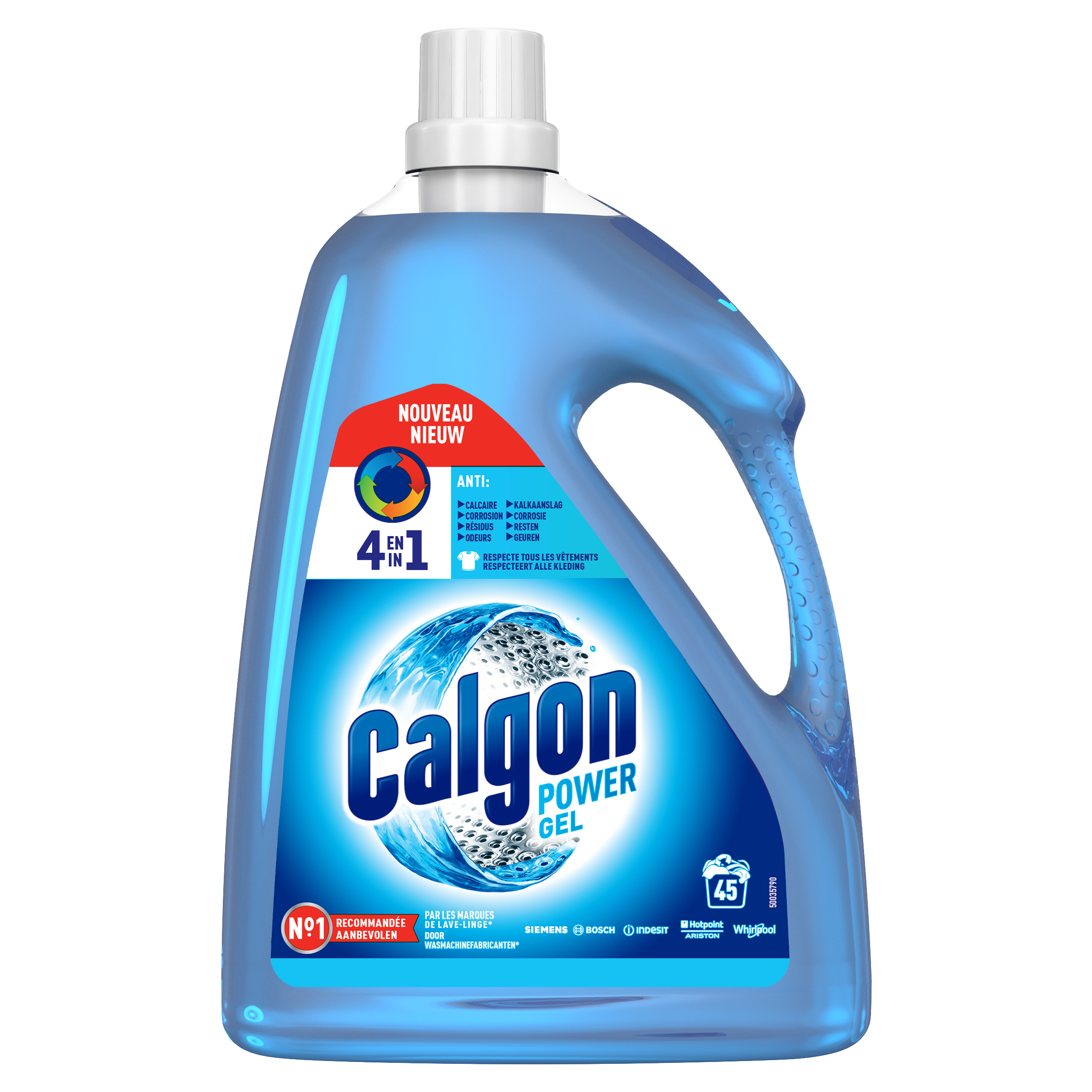 CALGON Gel 4 en 1 anti-calcaire lave linge 45 doses 2.25l pas cher