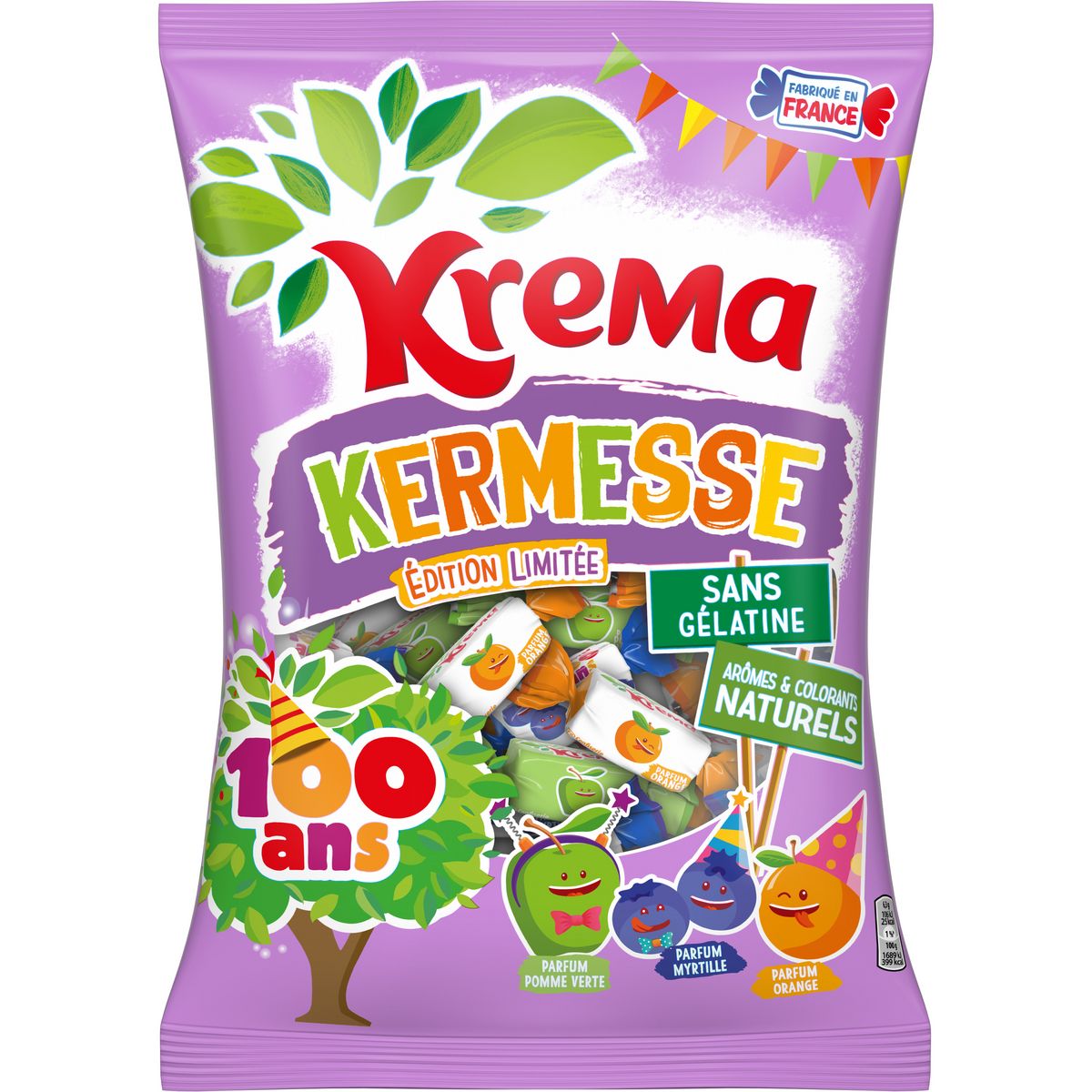 KREMA Kermesse assortiment de bonbons fruités sans gélatine 580g pas cher 