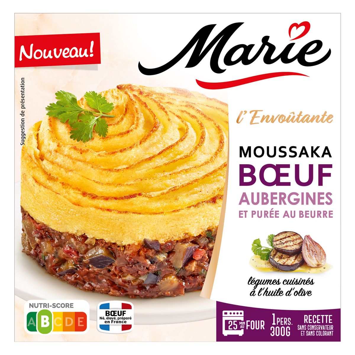 MARIE Moussaka boeuf aubergines et purée au beurre 1 portion 300g