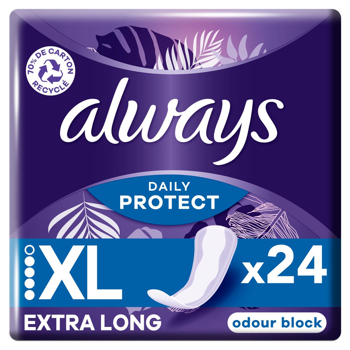 ALWAYS Daily Protect Serviettes hygiéniques XL extra long 24 serviettes