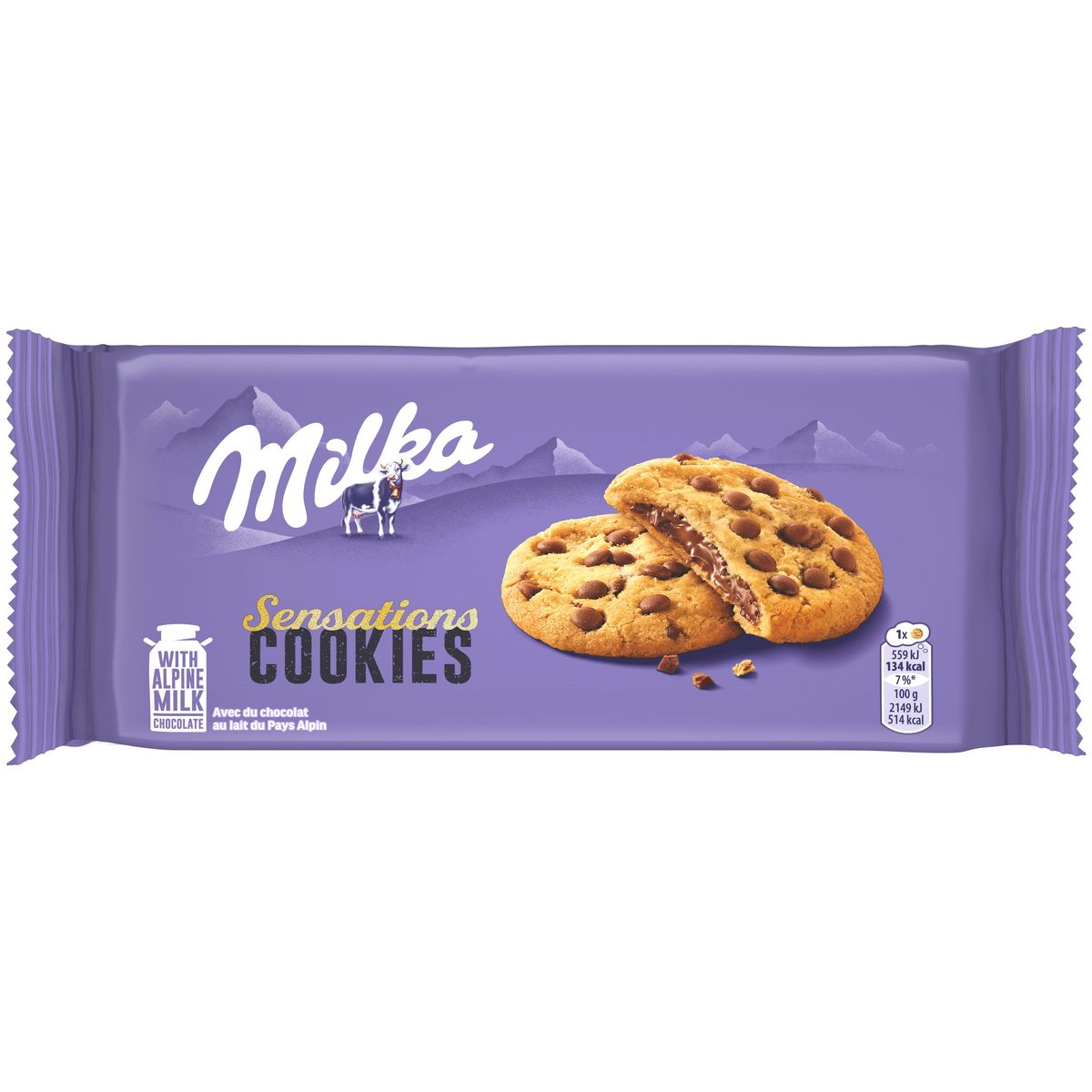 MILKA Choco Sensations cookies au chocolat fondant et aux pépites de chocolat 208g