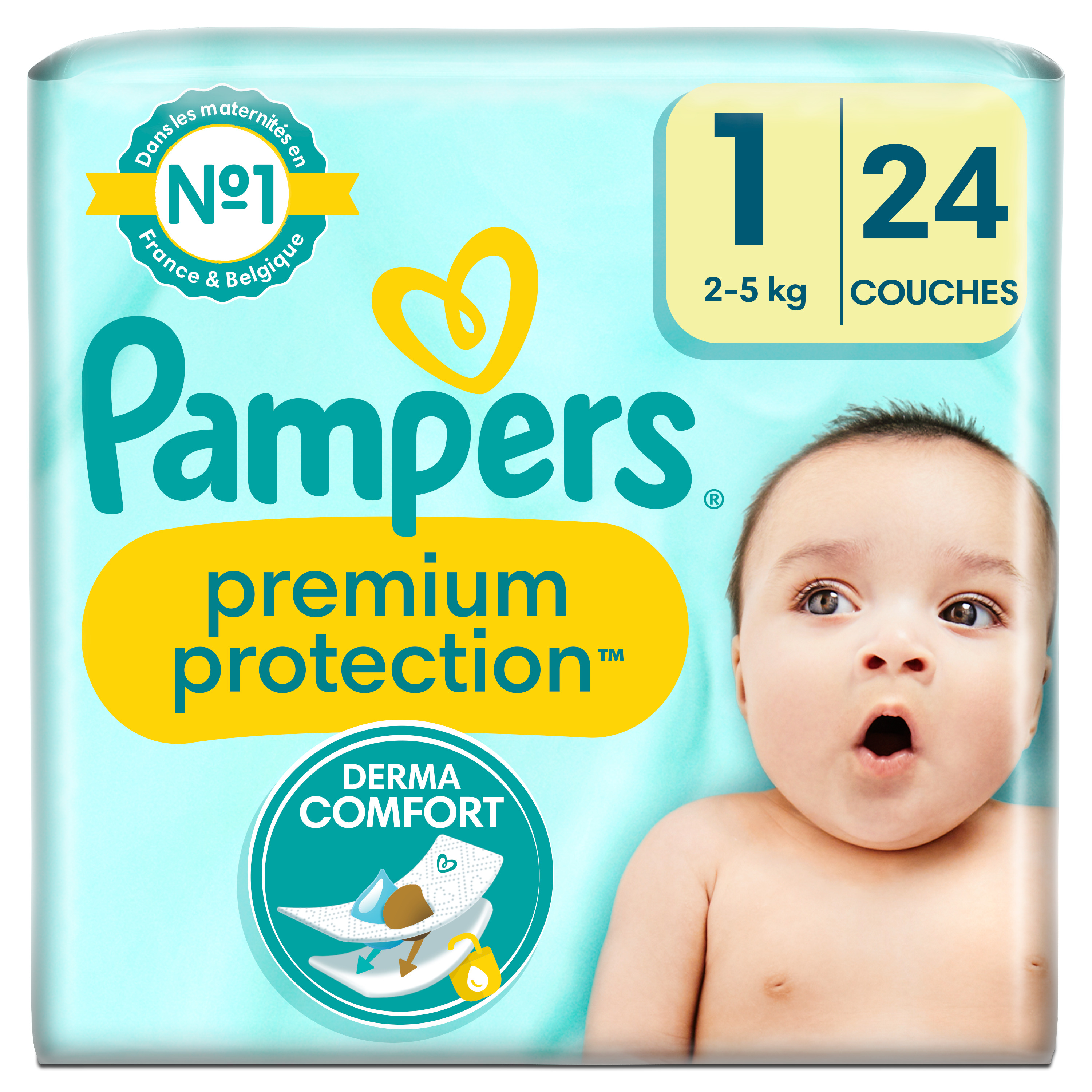 PAMPERS Premium protection couches taille 1 (2-5kg) 24 couches