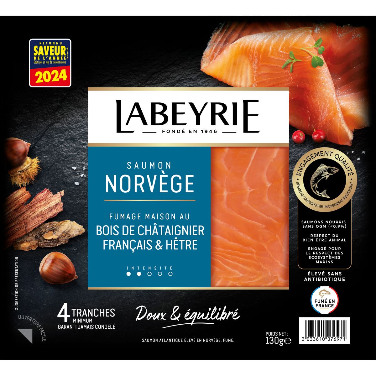 LABEYRIE Saumon fumé de Norvège 4 tranches 130g