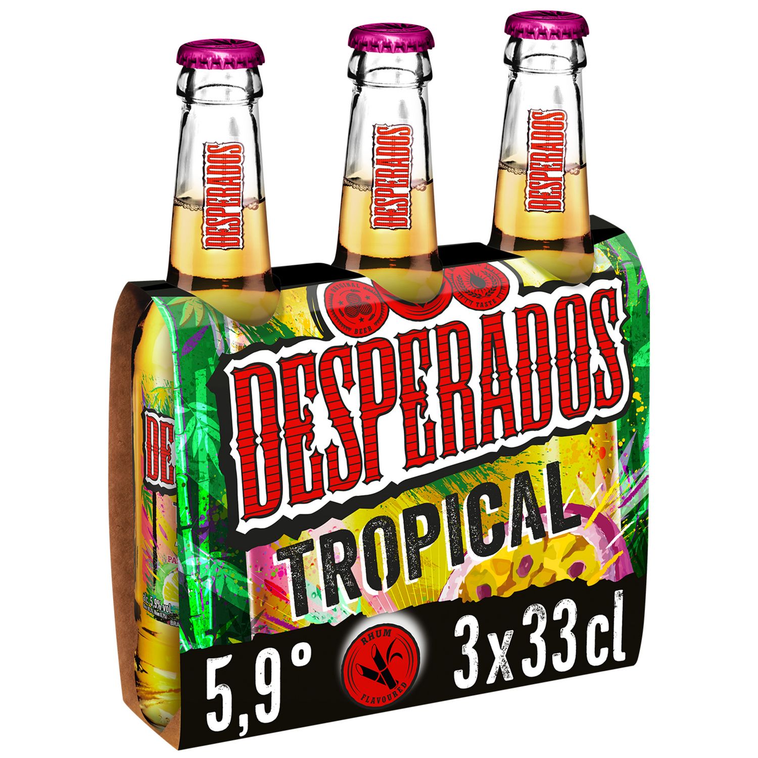 DESPERADOS Bière aromatisée tropical passion et citron vert 5.9% 3x33cl pas  cher 