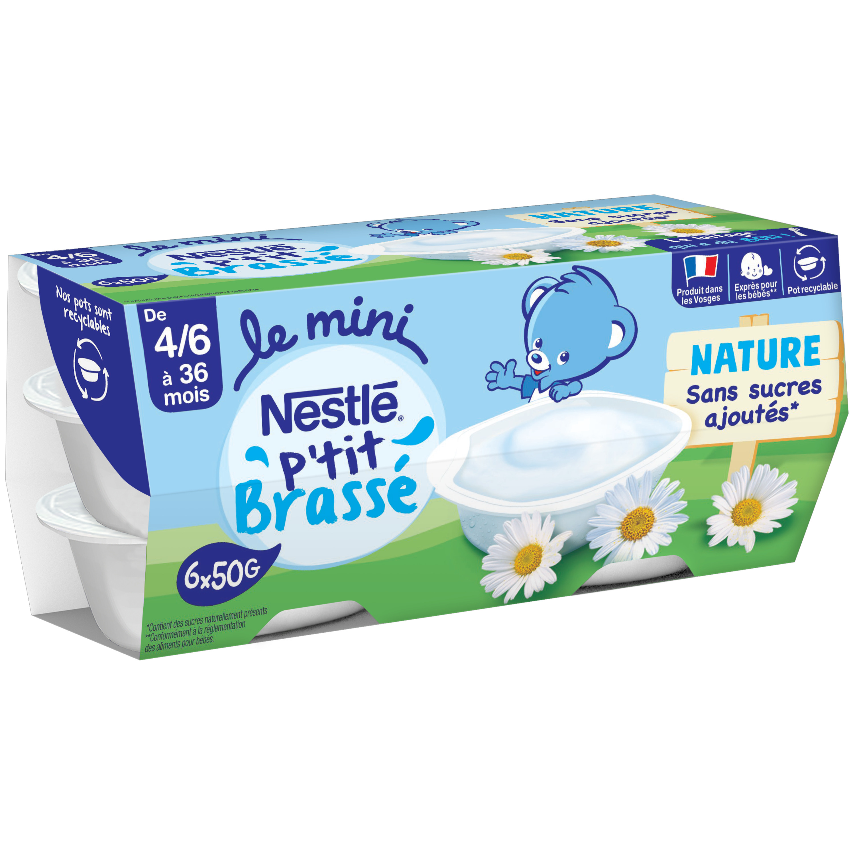 Nestlé P'tit Brassé Mini Poire (+4-6 mois) par 6 pots de 60g (lot de 8 soit  48 pots) 