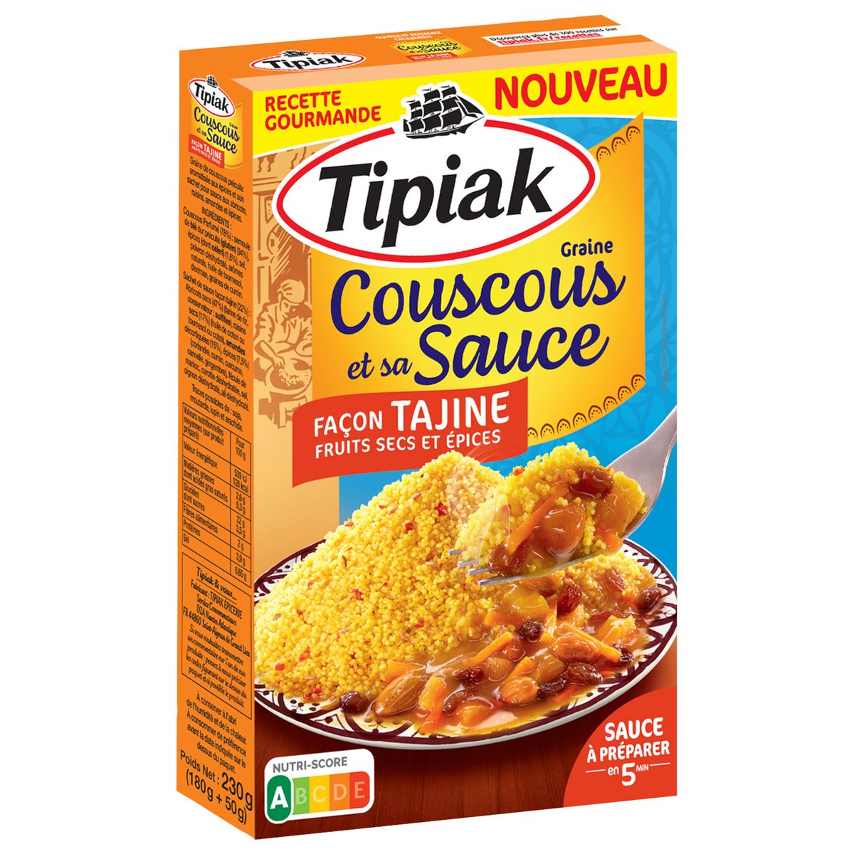 TIPIAK Couscous et sa sauce façon tajine 230g