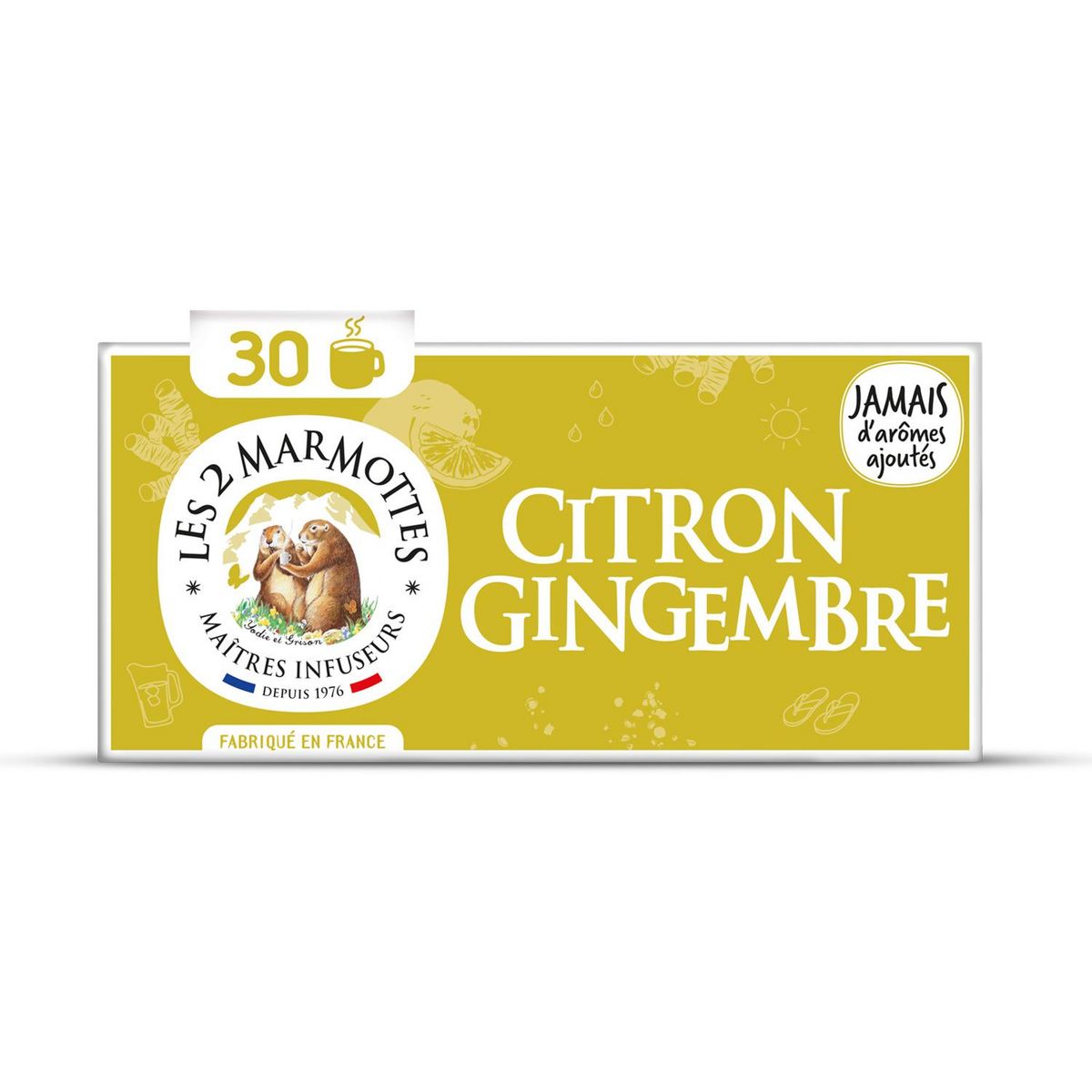 LES 2 MARMOTTES Infusions aux gingembre et citron 30 sachets 48g