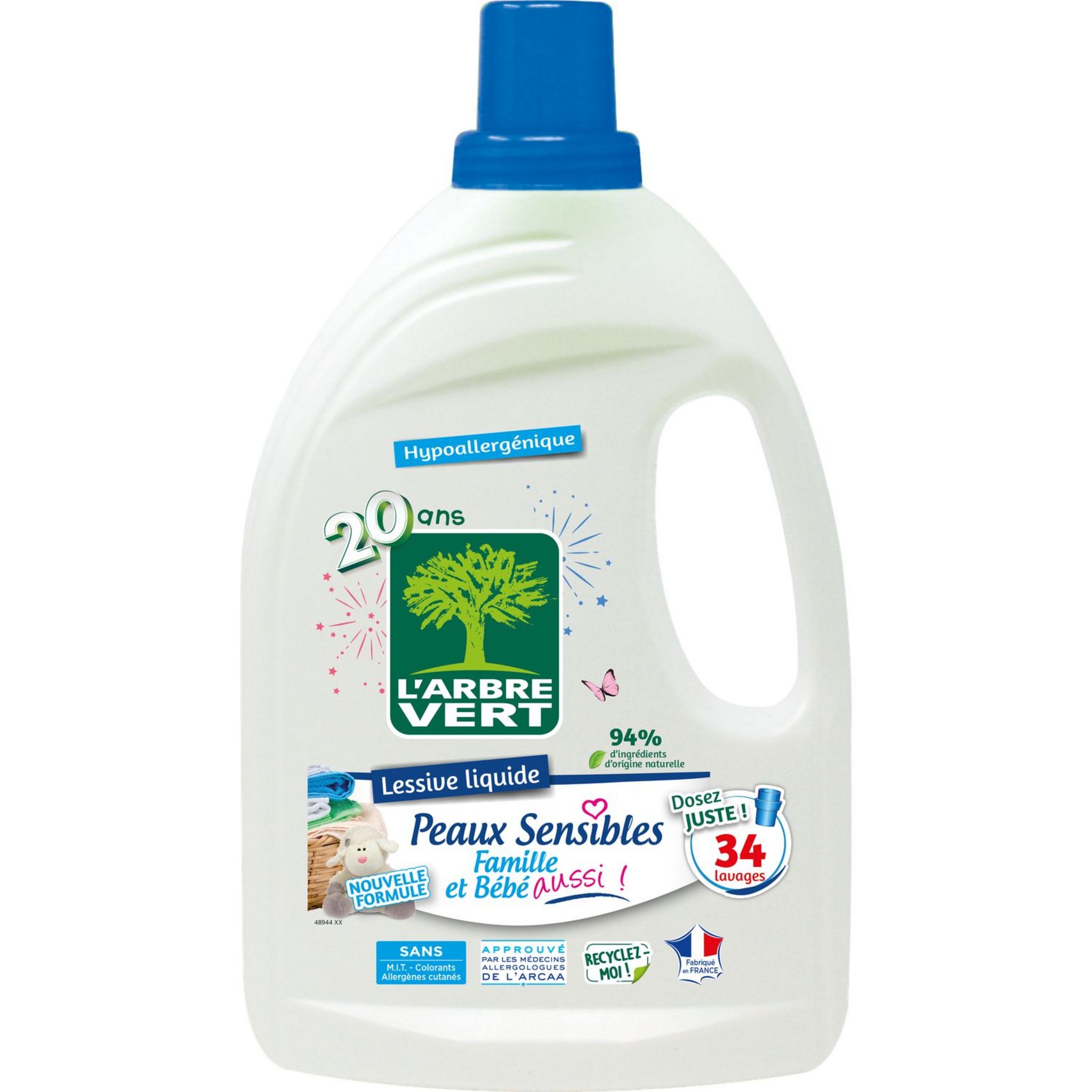 L'arbre Vert - Lessive hypoallergénique peaux sensibles 30 lavages