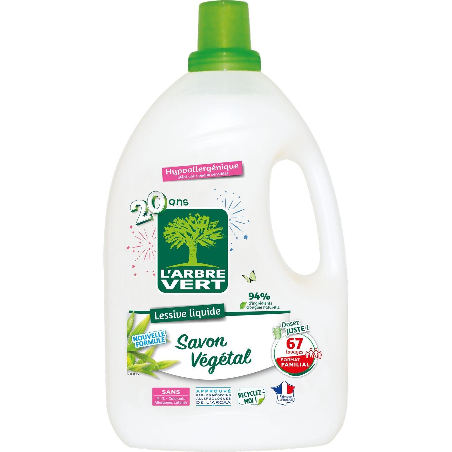 L'ARBRE VERT Lessive liquide savon végétal hypoallergénique 67