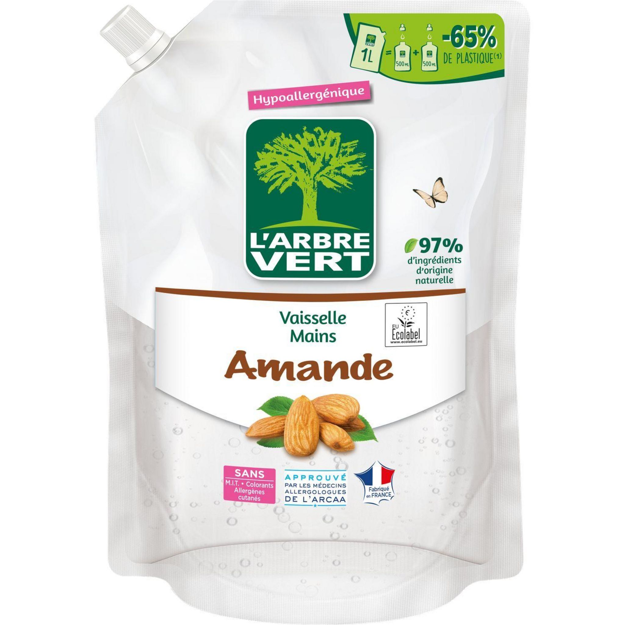 Liquide vaisselle amande L'ARBRE VERT : les 12 flacons de 500 ml à Prix  Carrefour