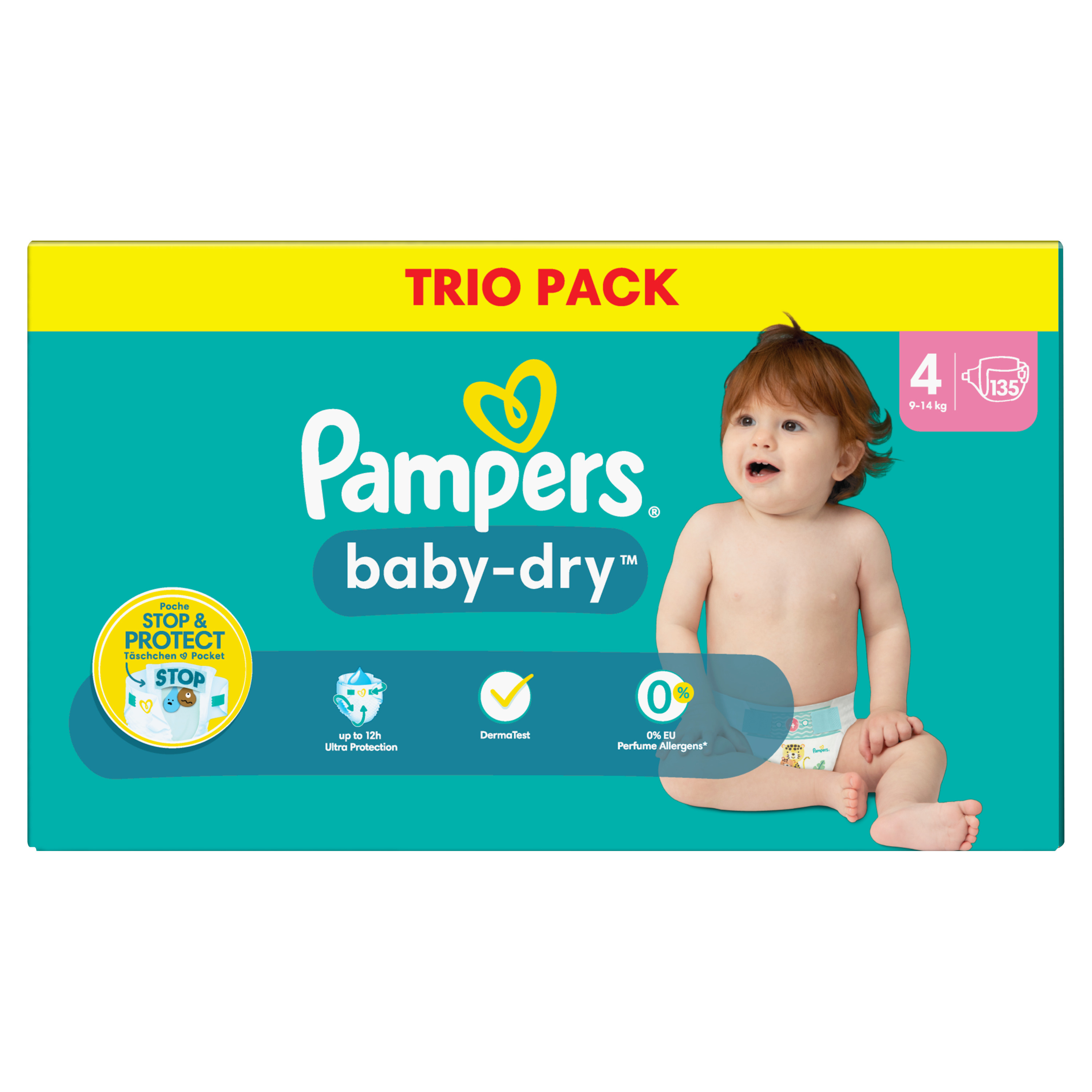 PAMPERS Baby-Dry couches taille 4 (9-14kg) 135 couches pas cher 