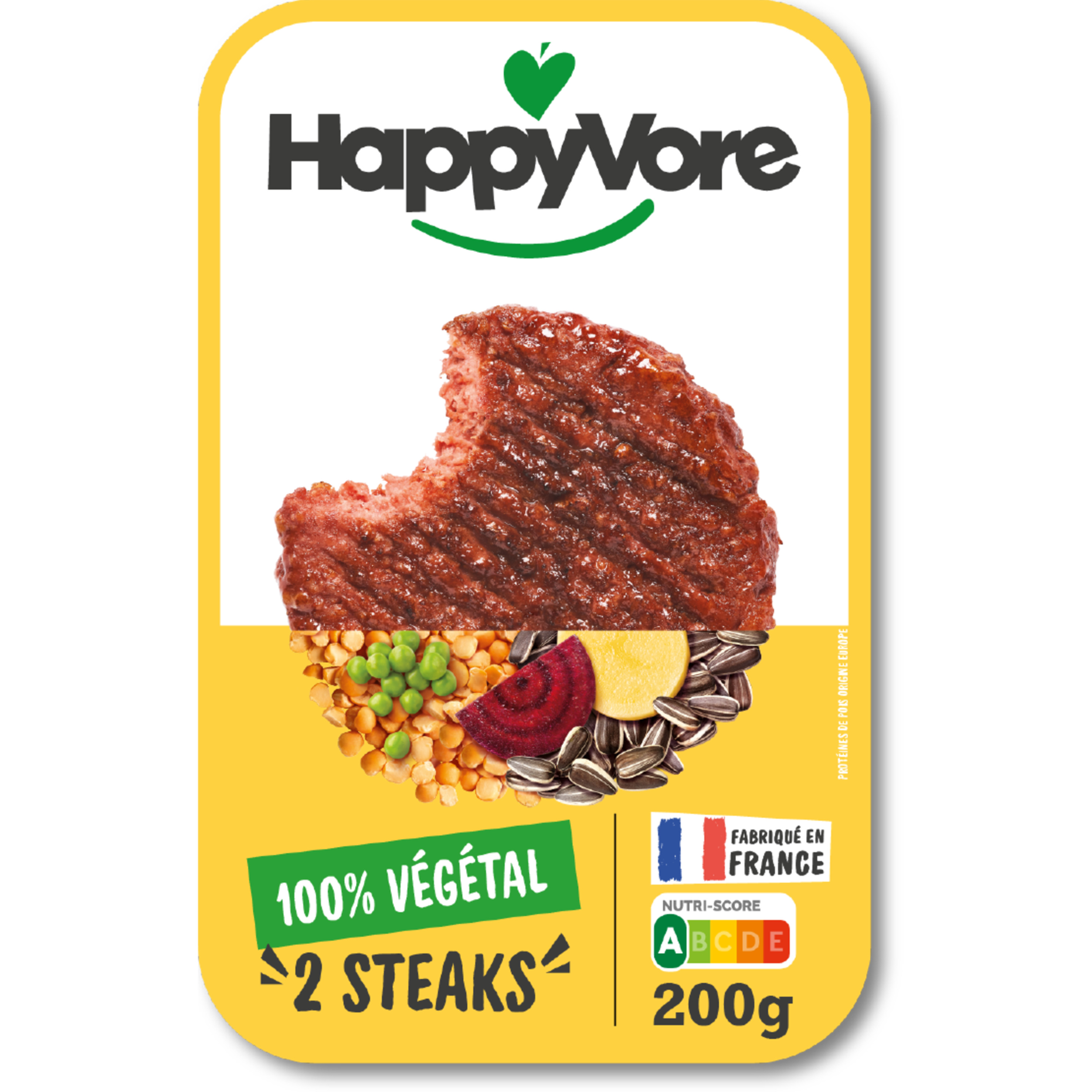 HAPPYVORE Steak végétal et gourmand 2 pièces 200g pas cher 