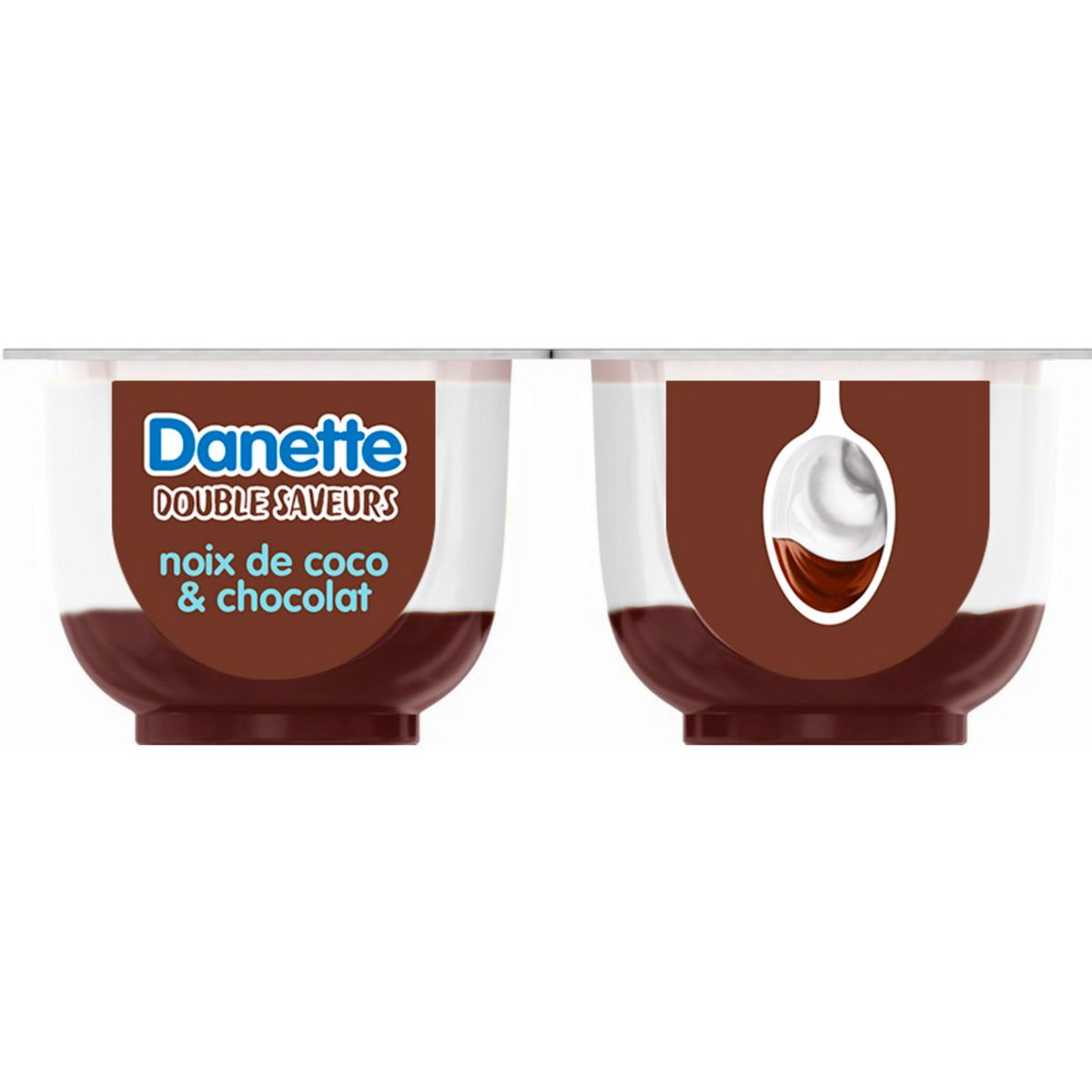 DANETTE Double saveurs - Crème dessert chocolat et coco 4x125g pas cher 