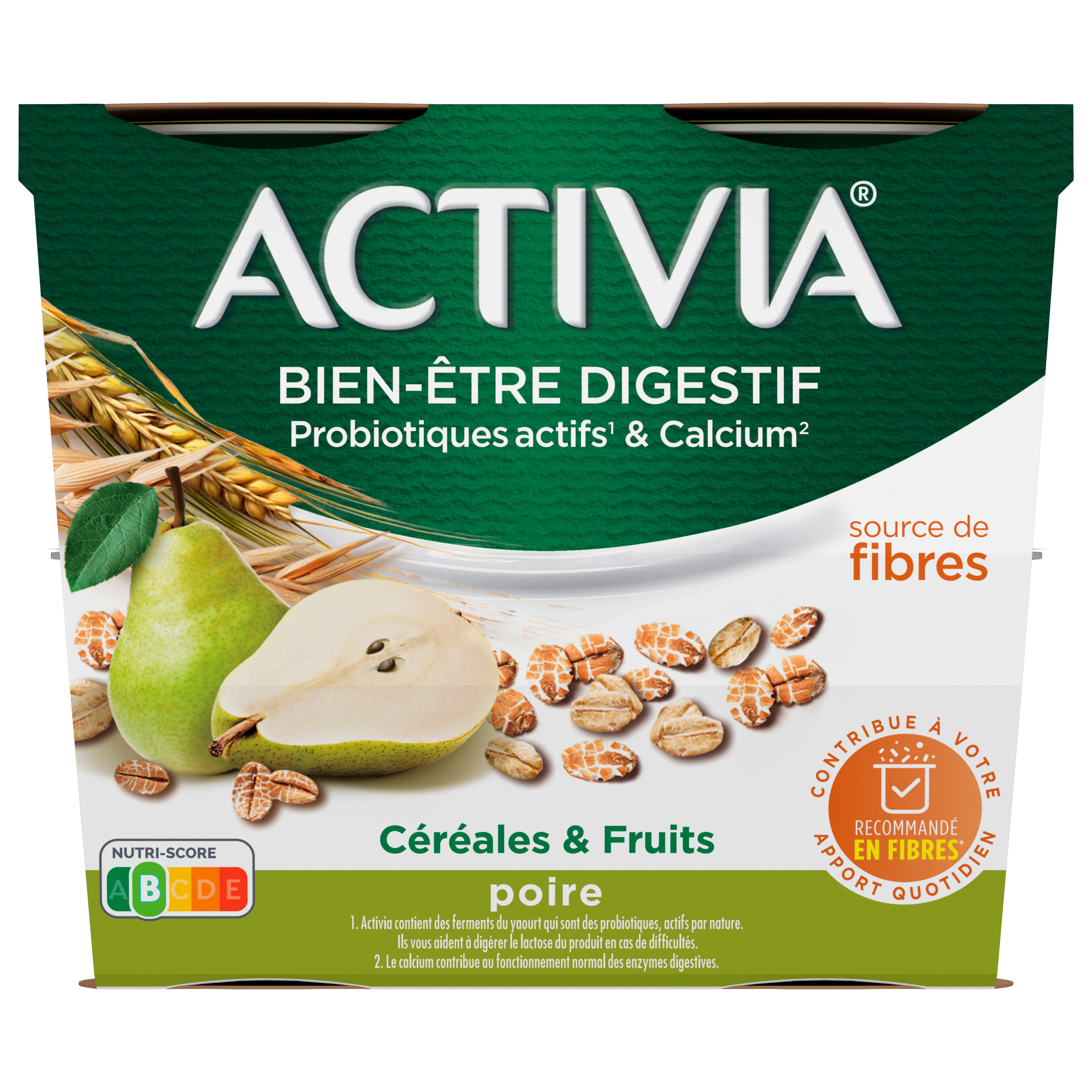 Activia Fruits Poire  Spécialité laitière probiotiques & bifidus