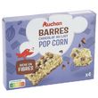 AUCHAN Barres chocolat au lait pop corn 4 barres 84g