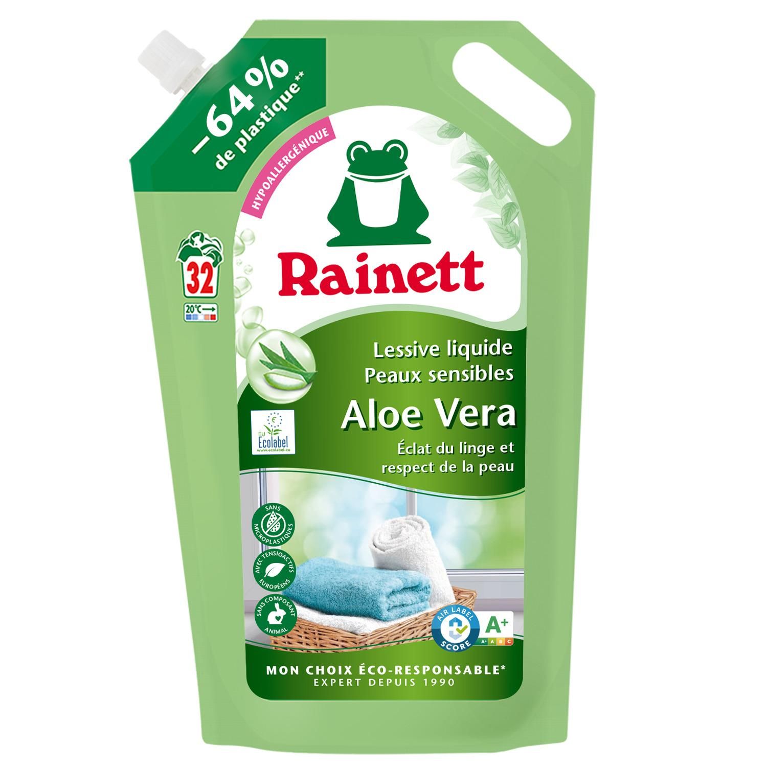 Promo Rainett lessive liquide peaux sensibles aloe vera chez