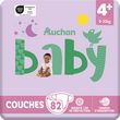AUCHAN BABY Couches taille 4+ (9-20kg) 82 couches
