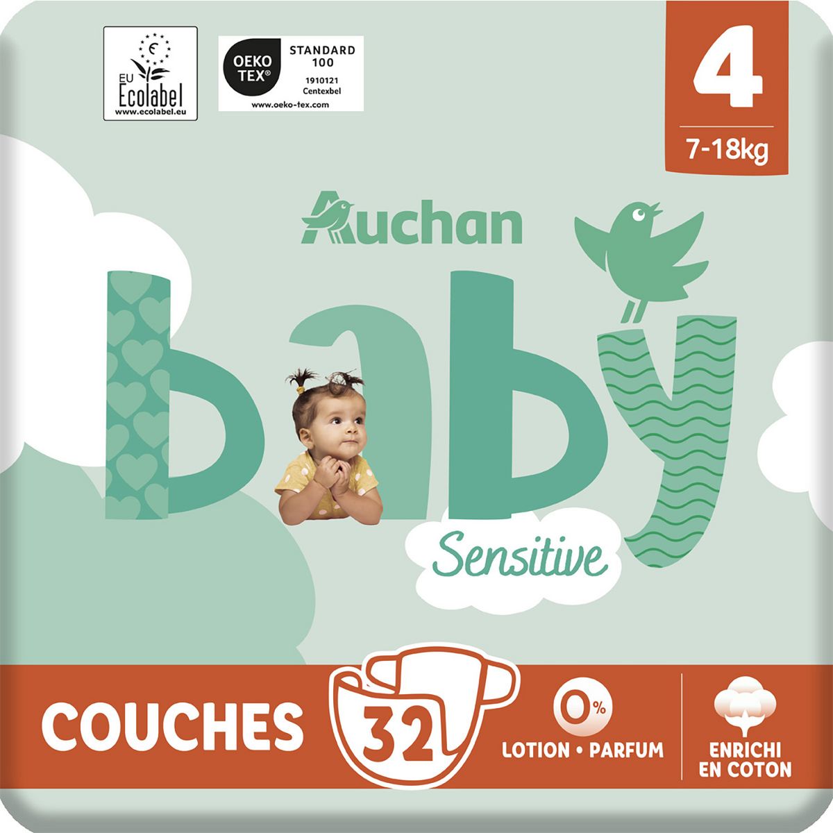 AUCHAN BABY Couches-culottes taille 5 12-18kg 40 pièces pas cher 