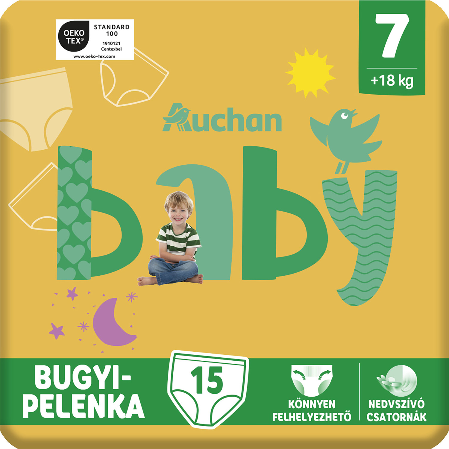 AUCHAN BABY Couches-culottes taille 4 (8-15kg) 22 pièces pas cher 