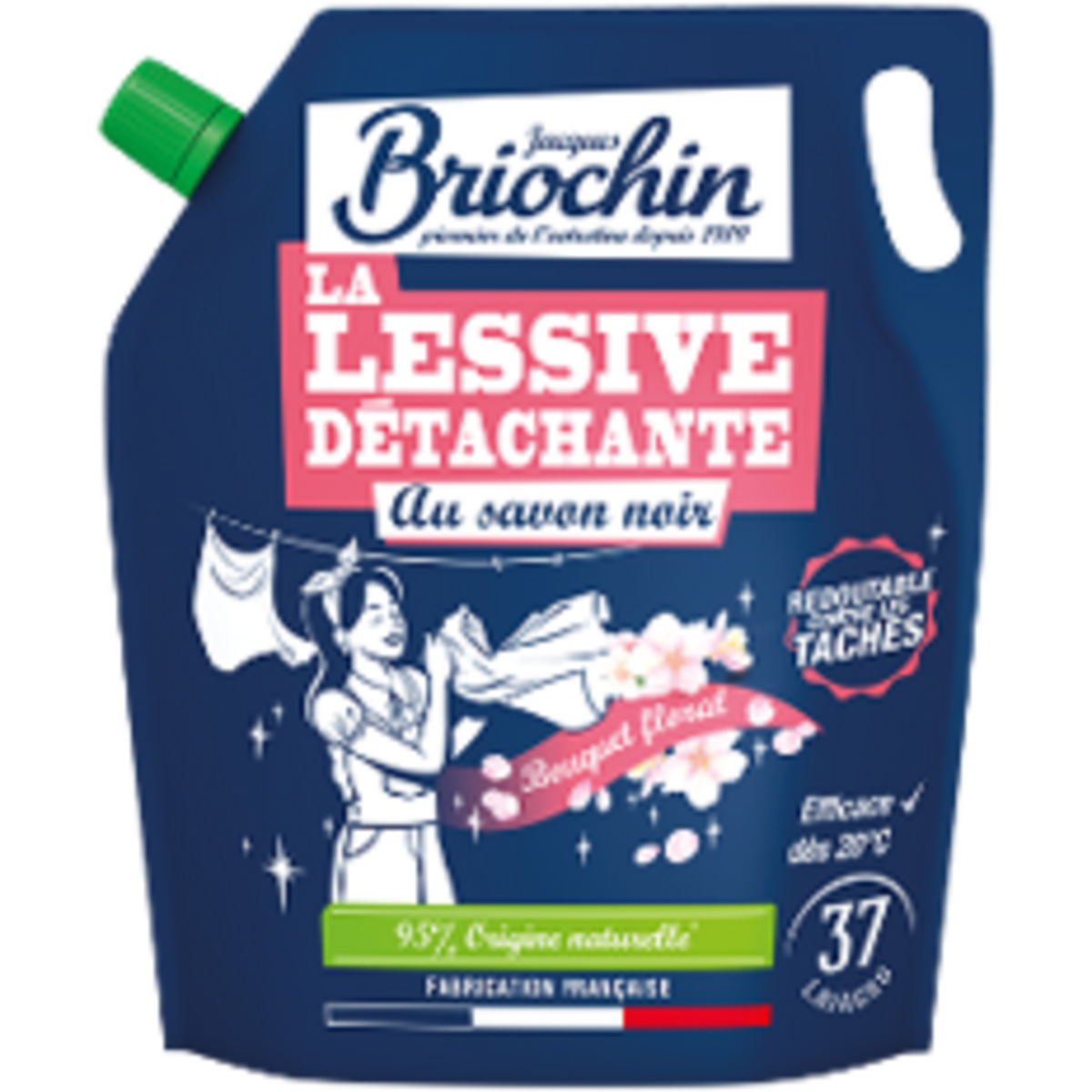 BRIOCHIN Recharge lessive liquide savon noir détachante 37 lavages 1.7l pas cher Auchan.fr