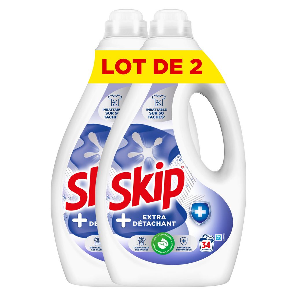 SKIP Lessive liquide extra détachant Lot de 268 lavages 3,06L pas cher 