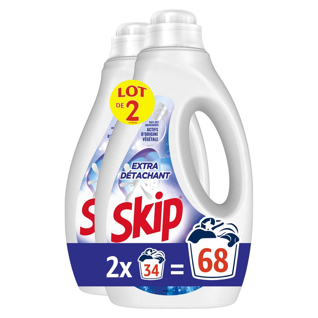 SKIP Lessive liquide extra détachant Lot de 268 lavages 3,06L pas cher 