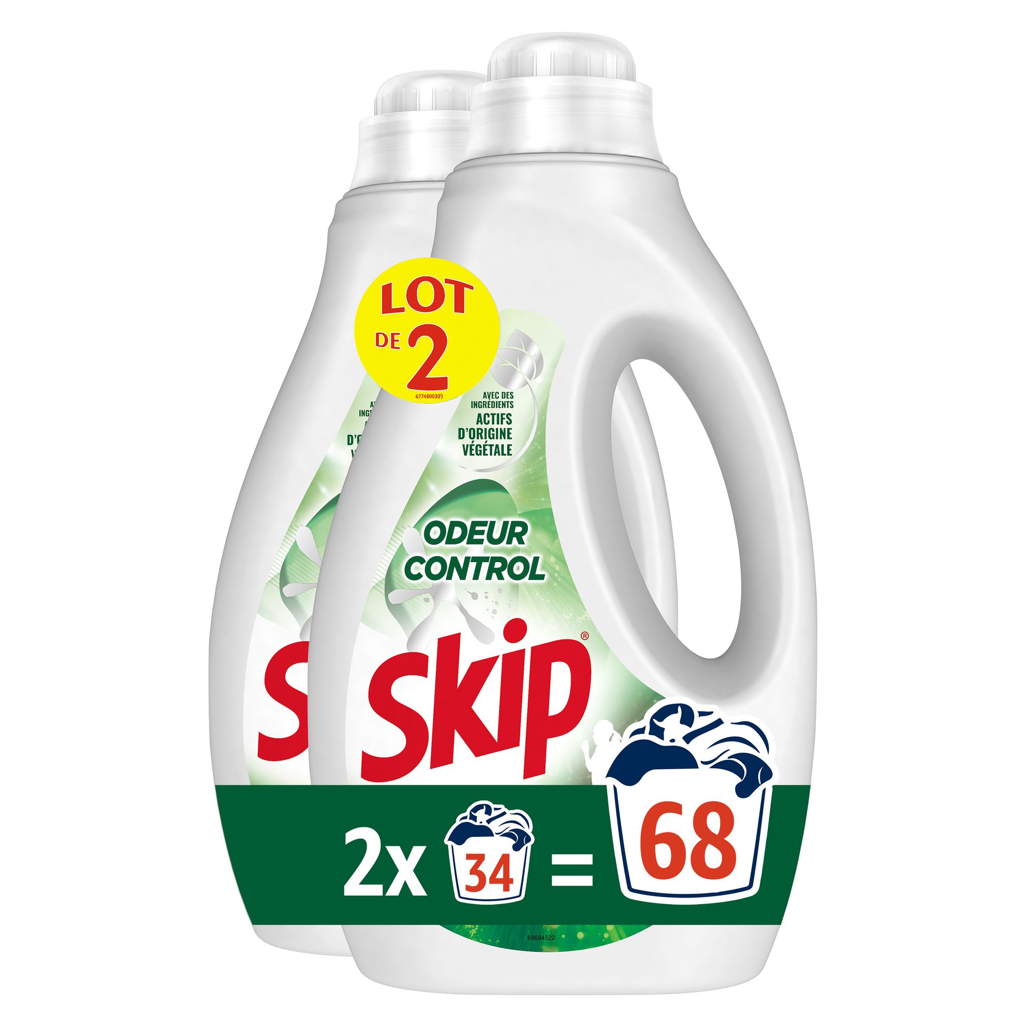 SKIP Lessive liquide active clean Lot de 2 68 lavages 3,06L pas