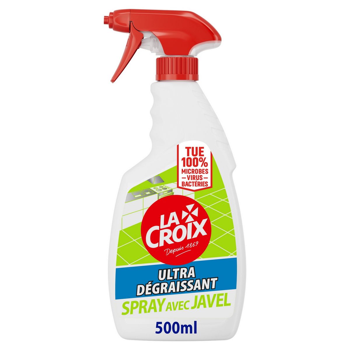 LA CROIX Nettoyant Ménager Cuisine Spray Ultra dégraissant Désinfectant Javel 500ml
