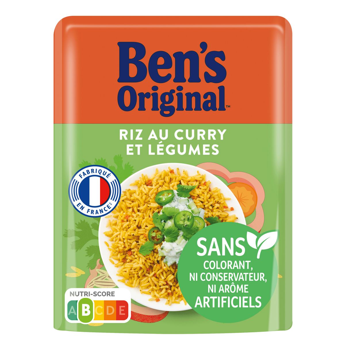 BEN'S ORIGINAL Riz au curry et légumes prêt en 2 minutes 220g