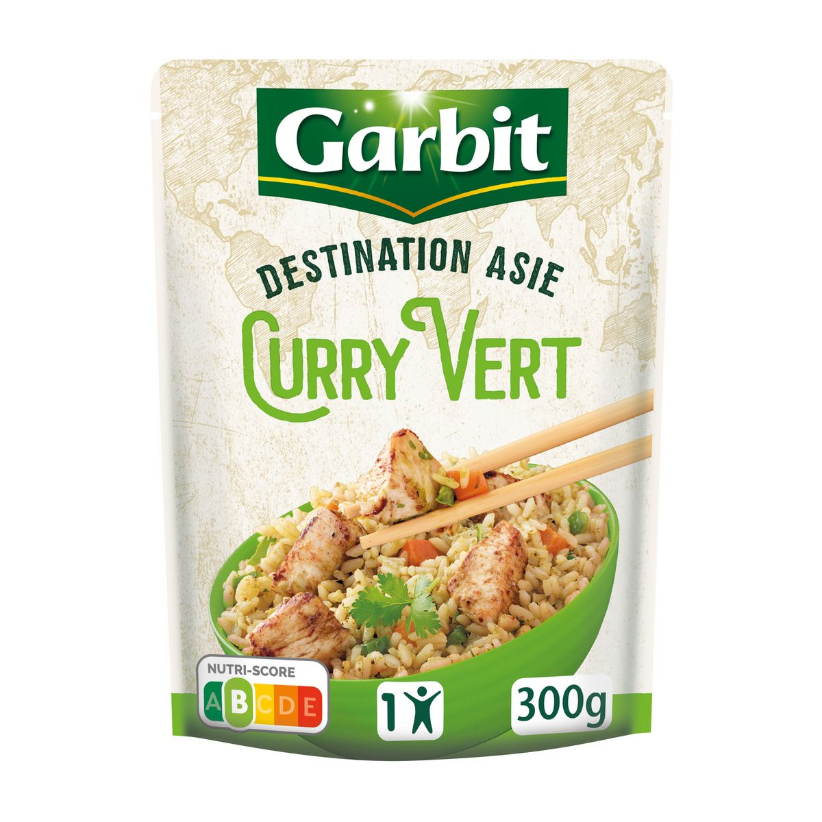 GARBIT Poulet et riz curry vert aux épices Destination Asie sachet ...