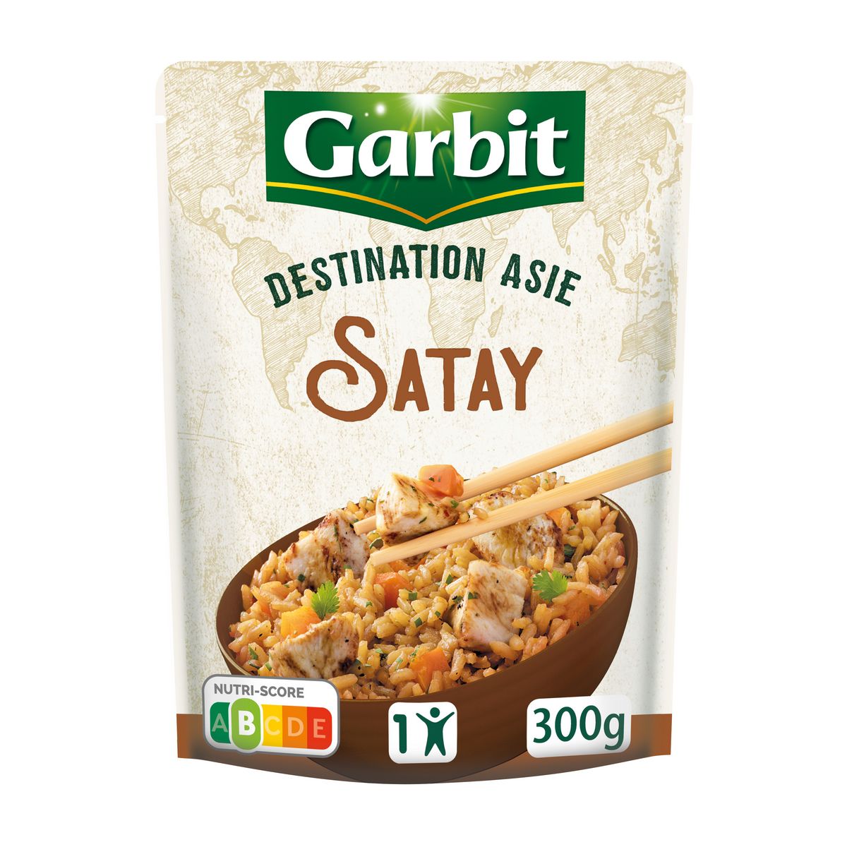 GARBIT Poulet satay et riz Destination Asie sachet express 1 personne 300g