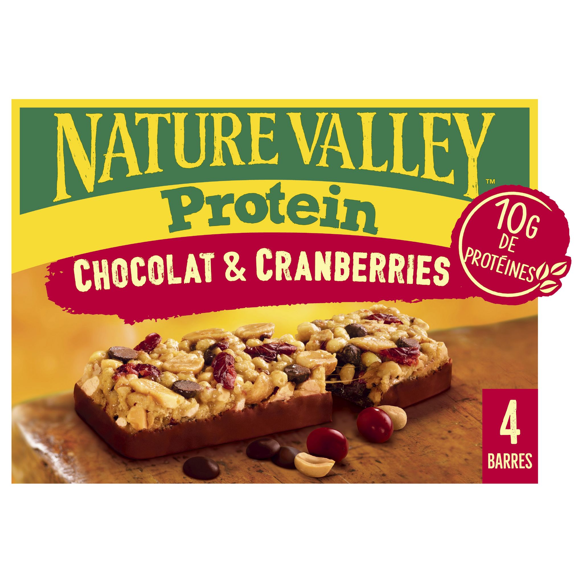 NATURE VALLEY Protein barres de céréales cacahuètes et chocolat 4 barres  160g pas cher 