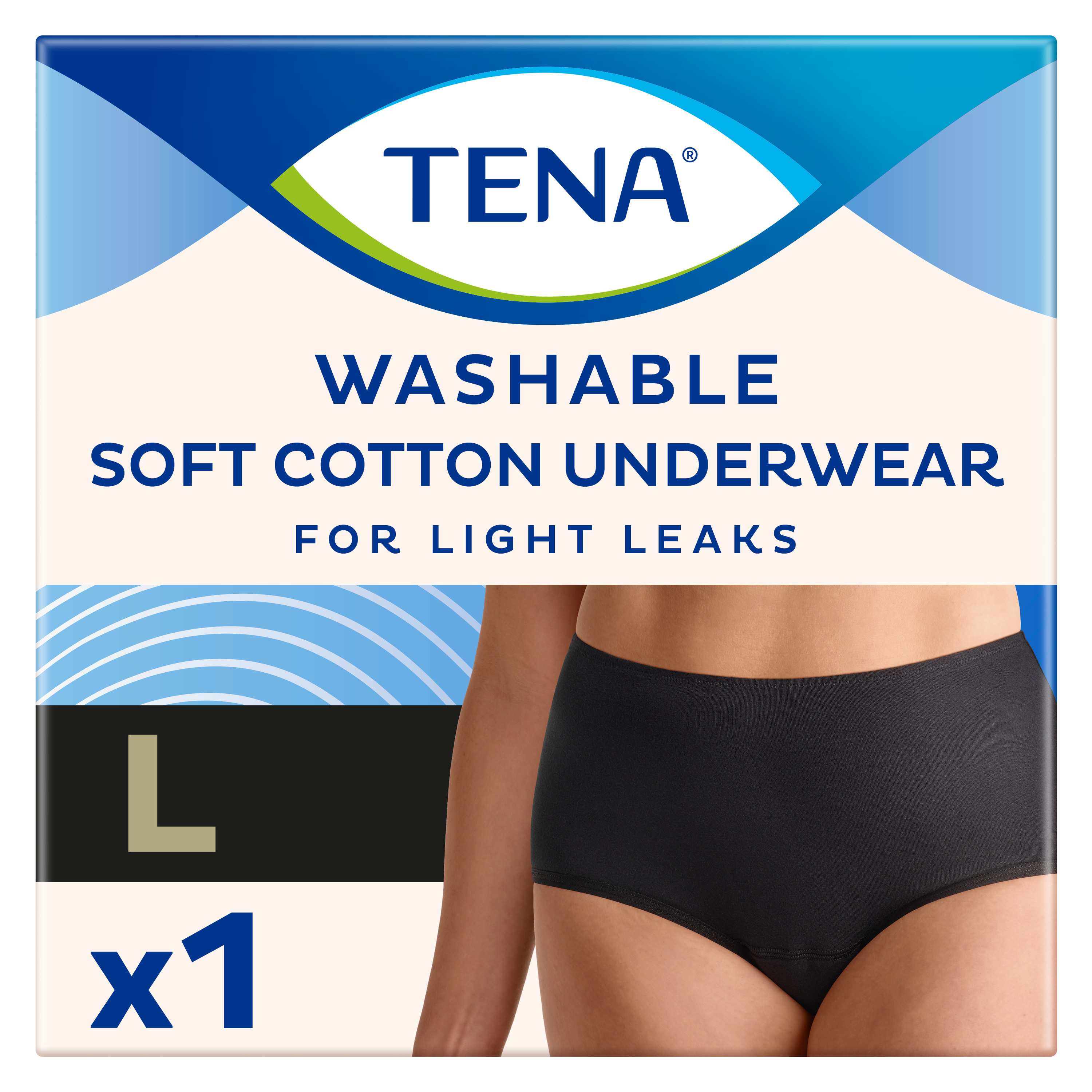 TENA Sous vetement noir lavable en coton doux taille L x1 pas cher Auchan