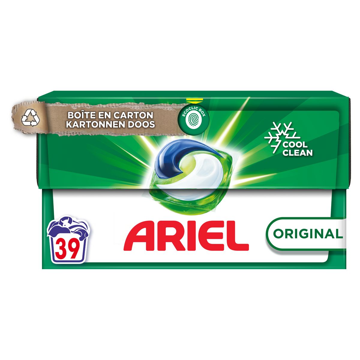 ARIEL Pods lessive capsules tout en 1 original 20 capsules pas