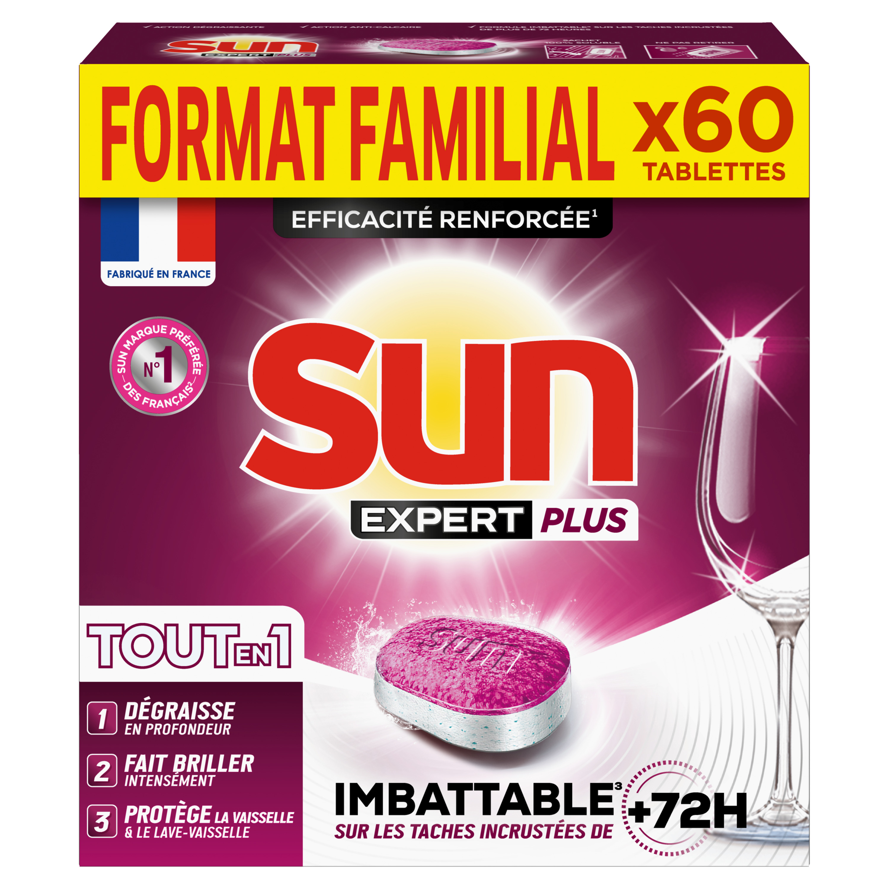 SUN Expert plus Tablettes lave-vaisselle imbattable tout en 1 60 tablettes  pas cher 