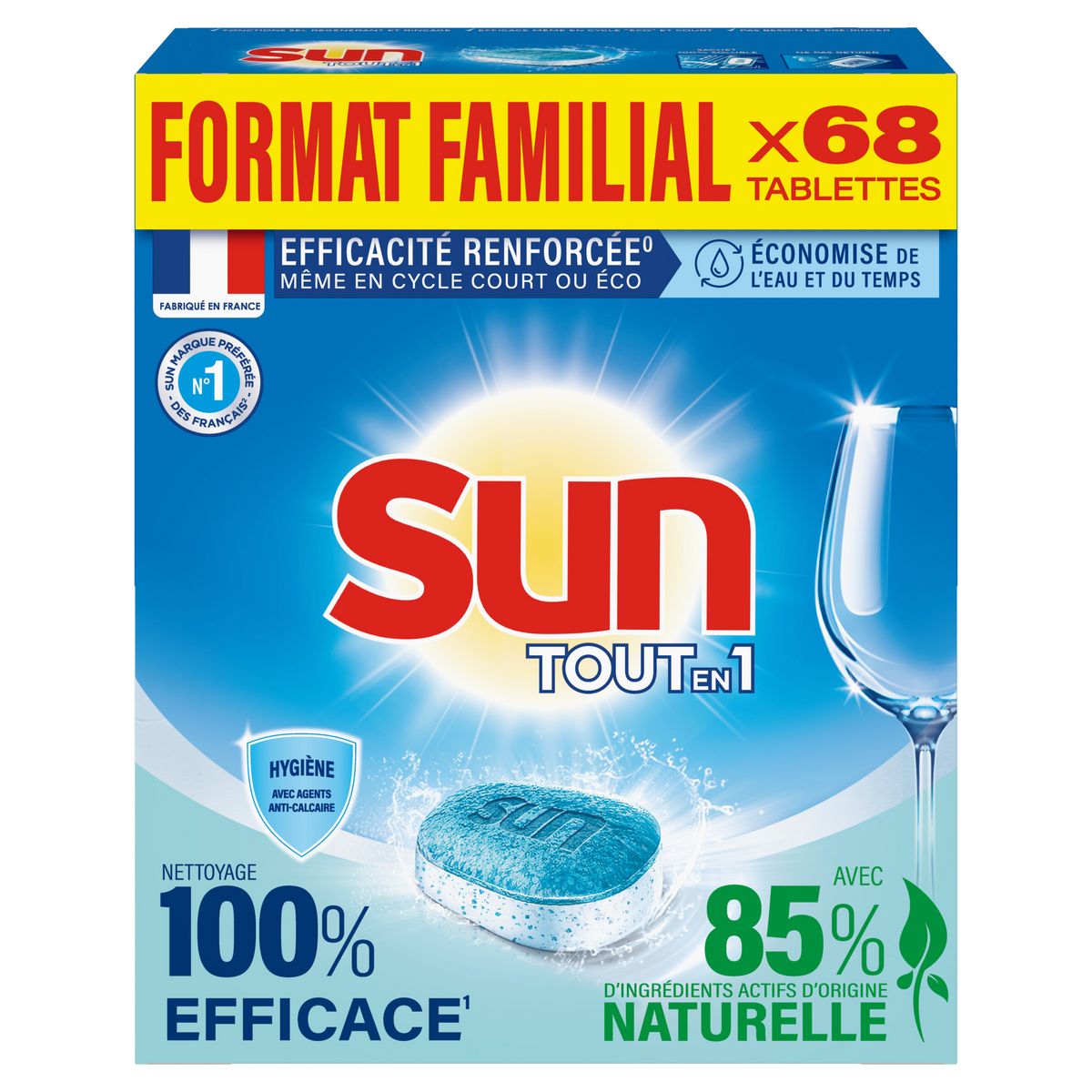 SUN Tout en 1 tablettes lave-vaisselle 68 tablettes pas cher