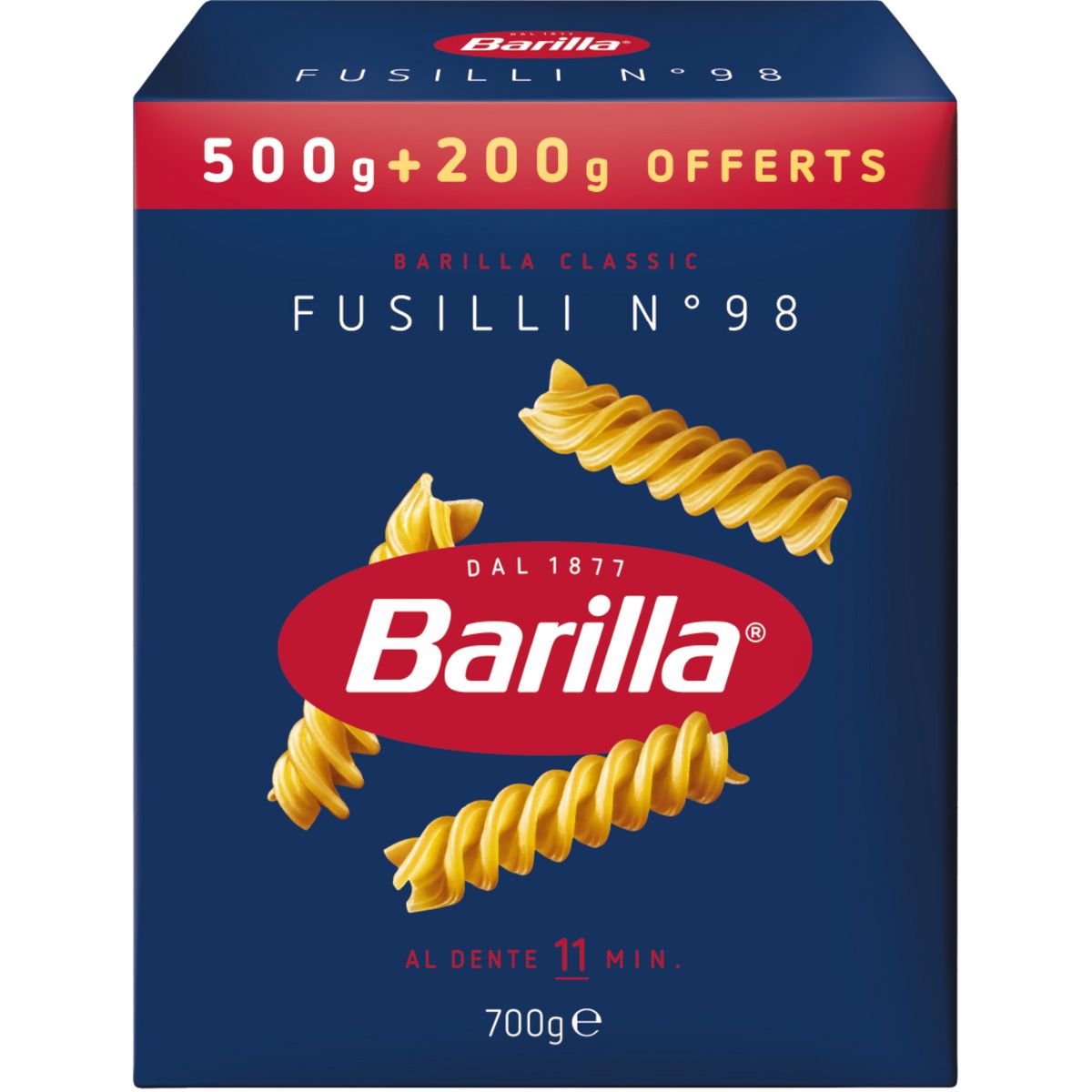 BARILLA Fusilli N°98 500g+200g offert pas cher - Auchan.fr