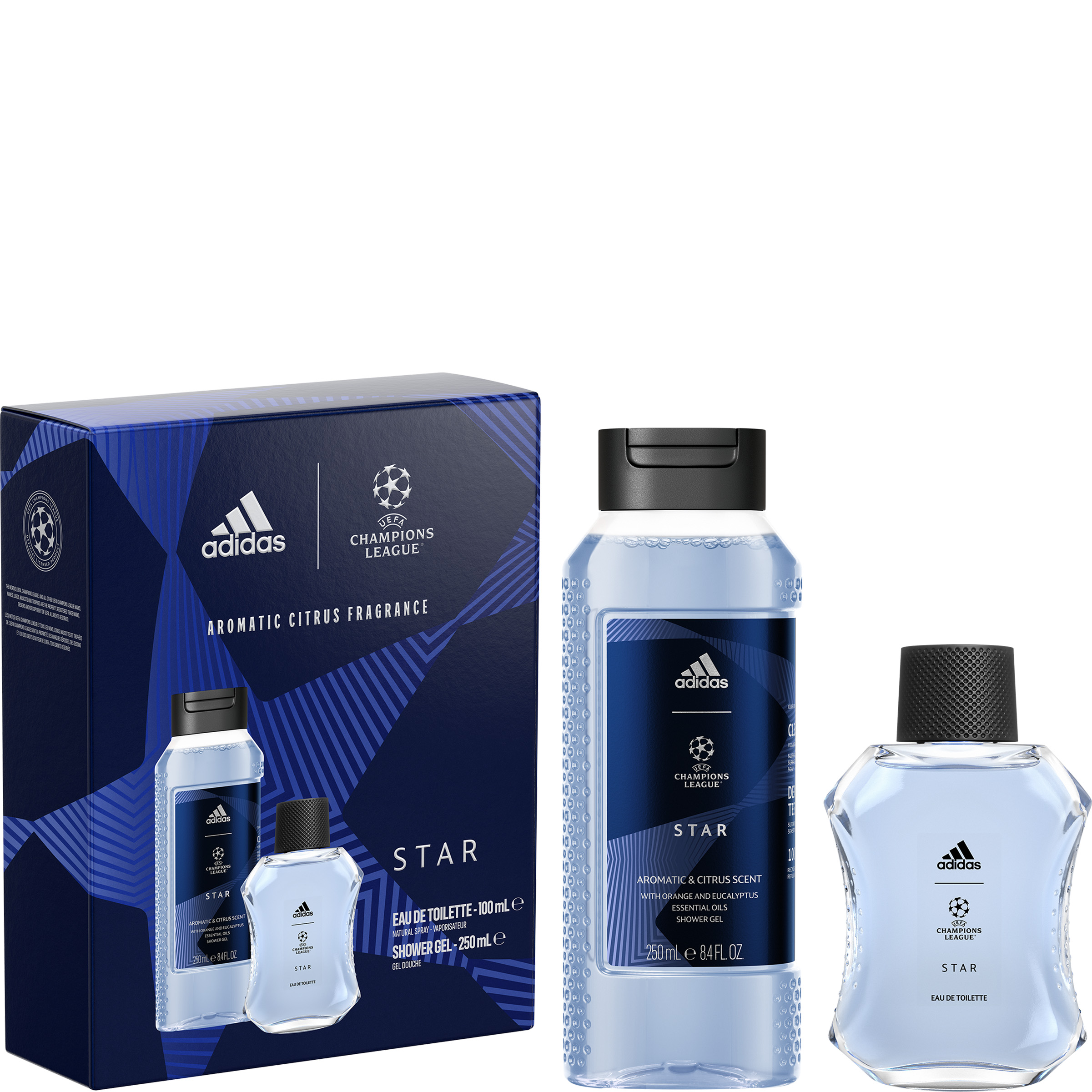 ADIDAS Coffret Star UEFA 1 gel douche 1 eau de toilette 250ml 100ml pas cher Auchan