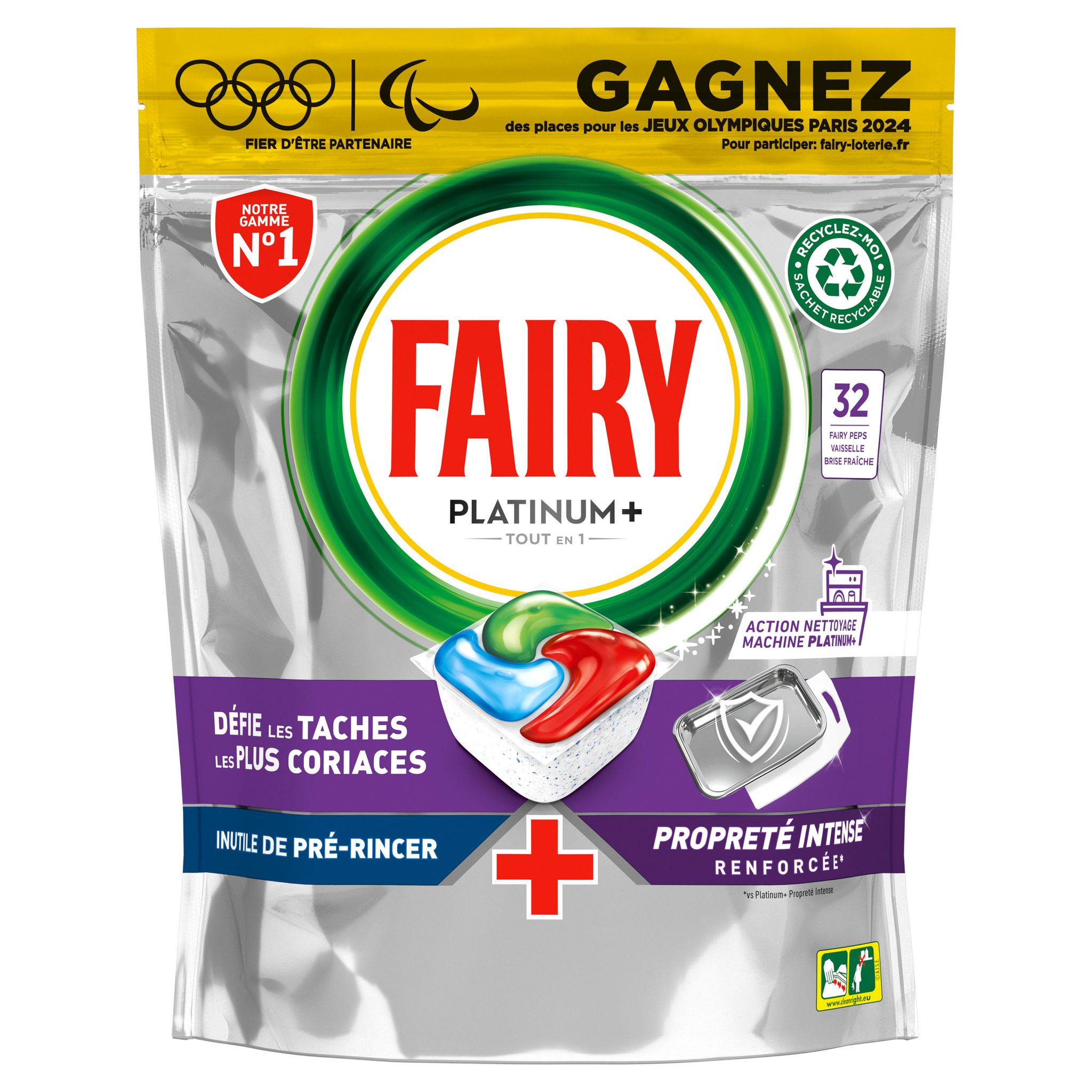 FAIRY Capsules lave-vaisselle platinium tout en 1 32 capsules 558g pas cher  