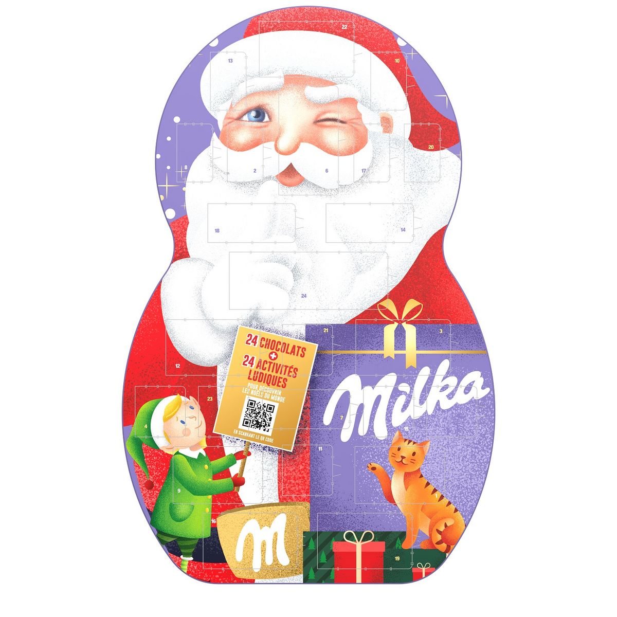 Chocolats noël : 2 calendriers de l'avent Milka + 1 Père-Noël