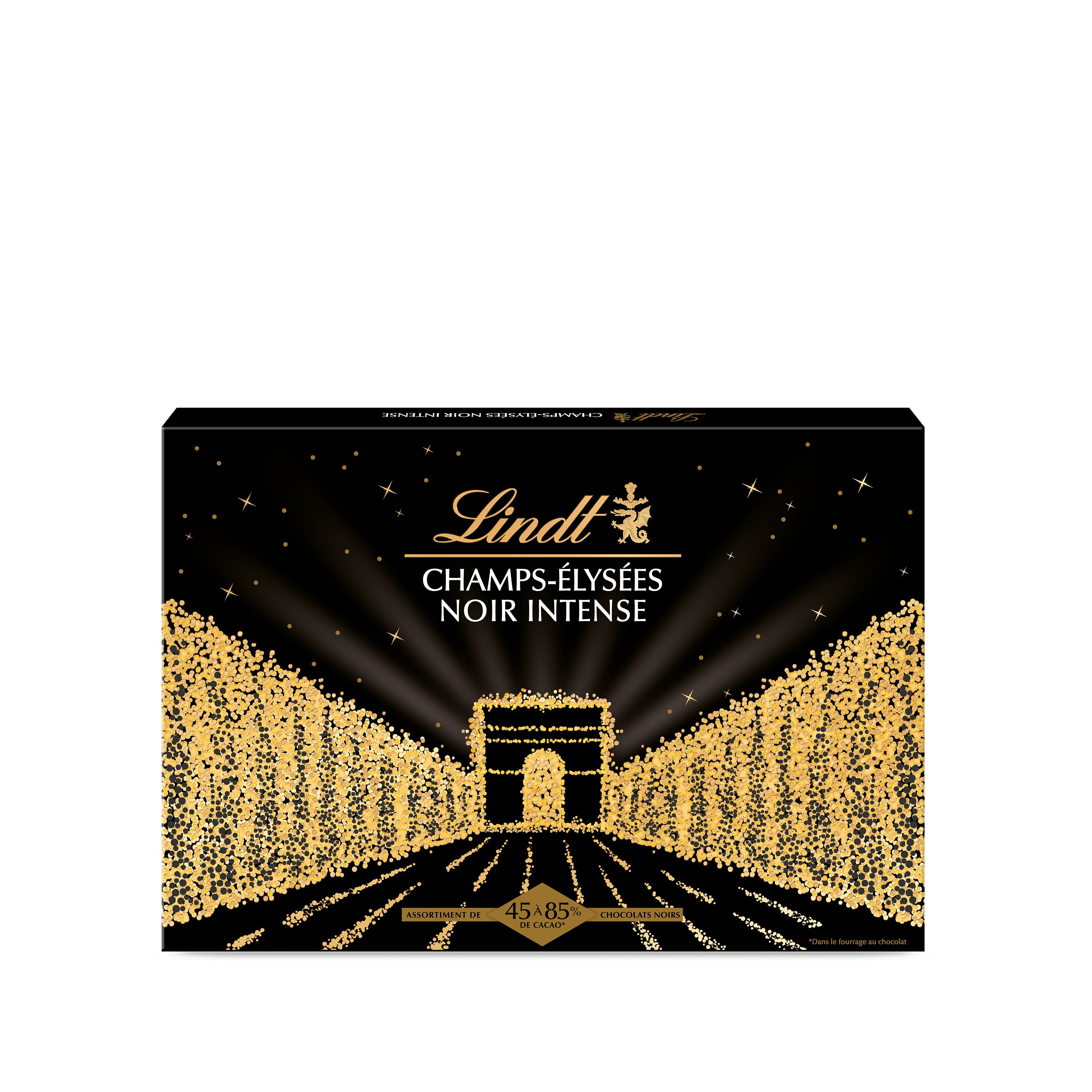 LINDT Champs-Elysées noir intense assortiment de chocolats noirs 40 pièces  395g pas cher 